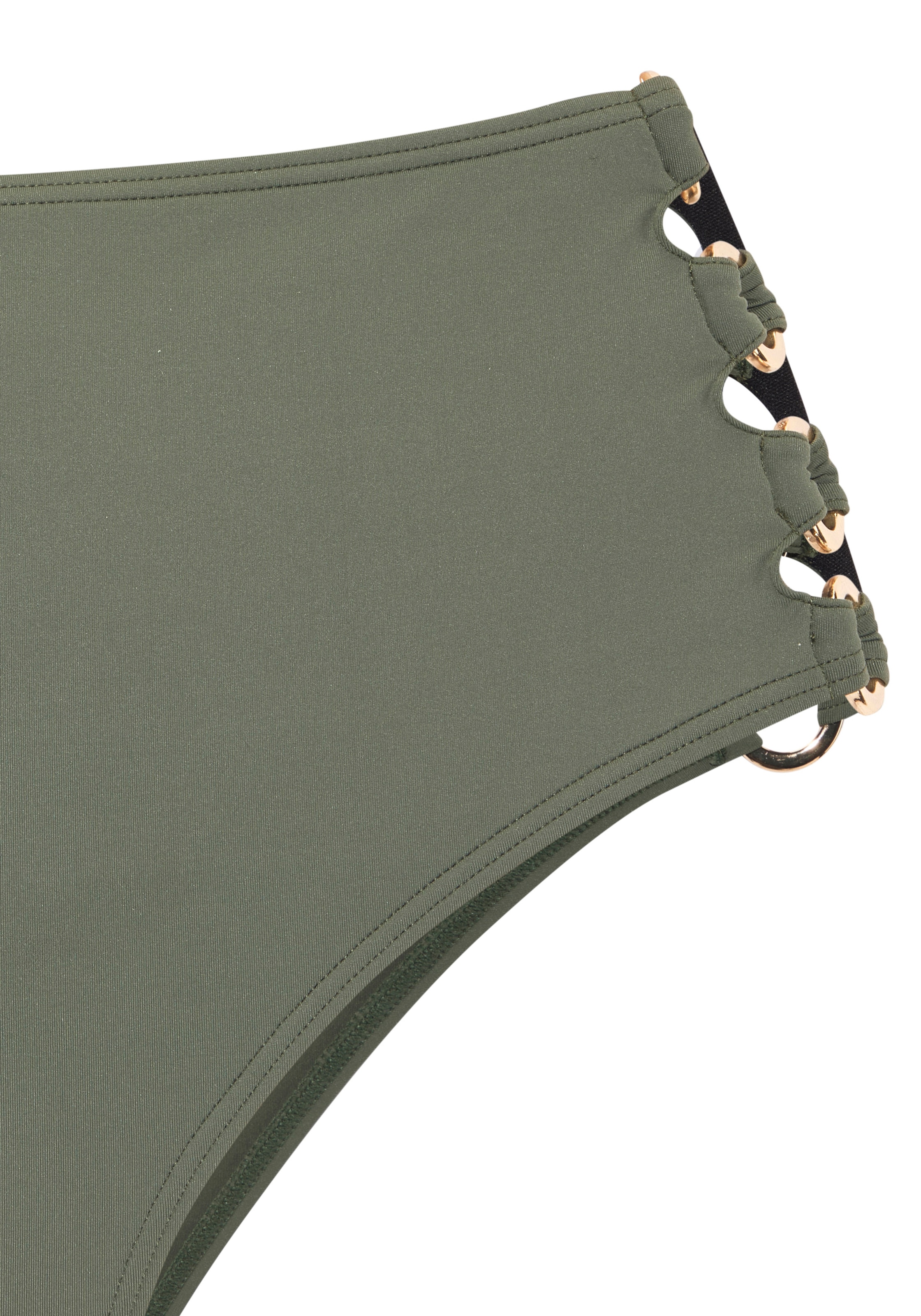 LASCANA Highwaist-Bikini-Hose »Italy«, Goldfarbene Zierringe