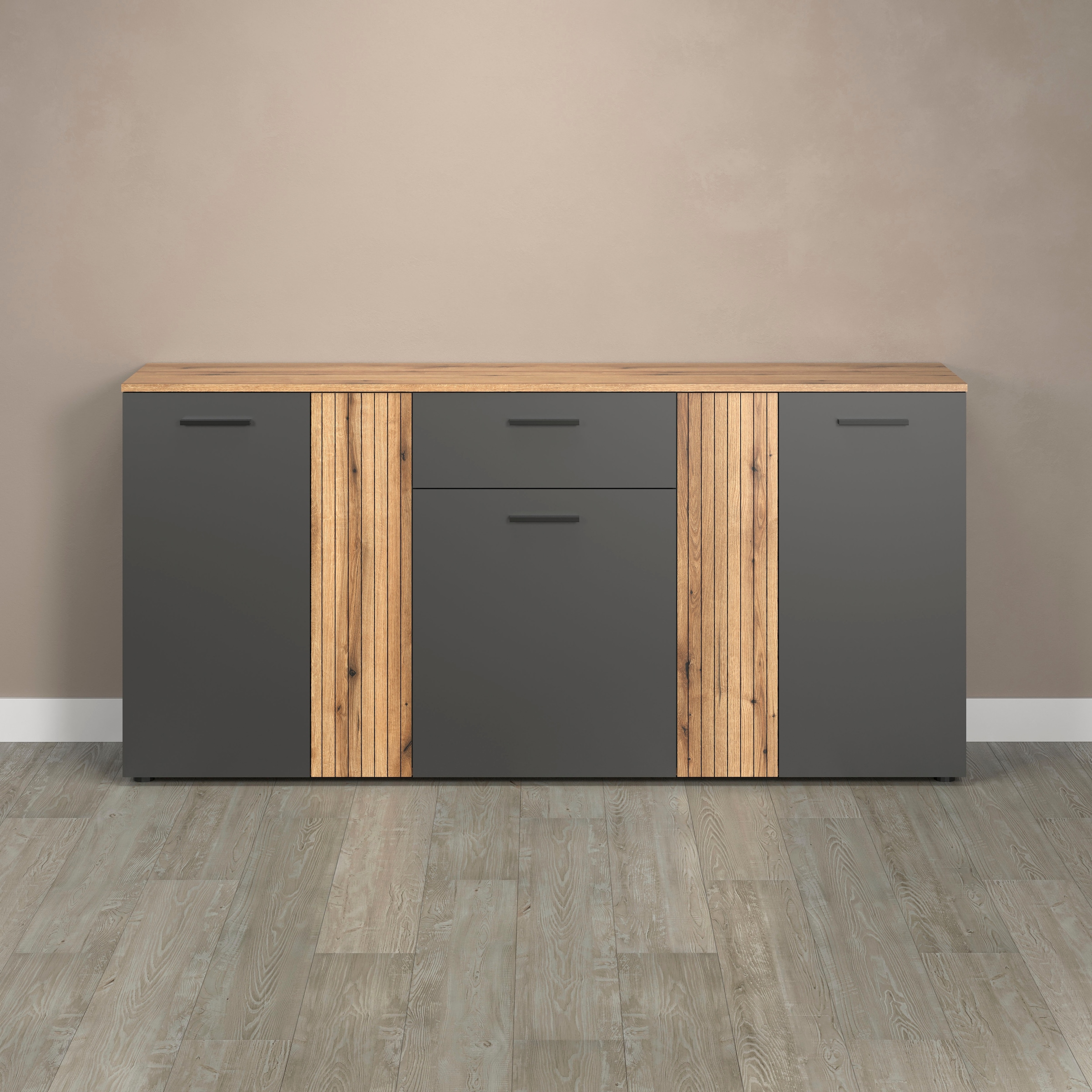 Image of Home affaire Kommode "Estepona" Sideboard mit anpassbaren Türen mit Rillen-Optik
