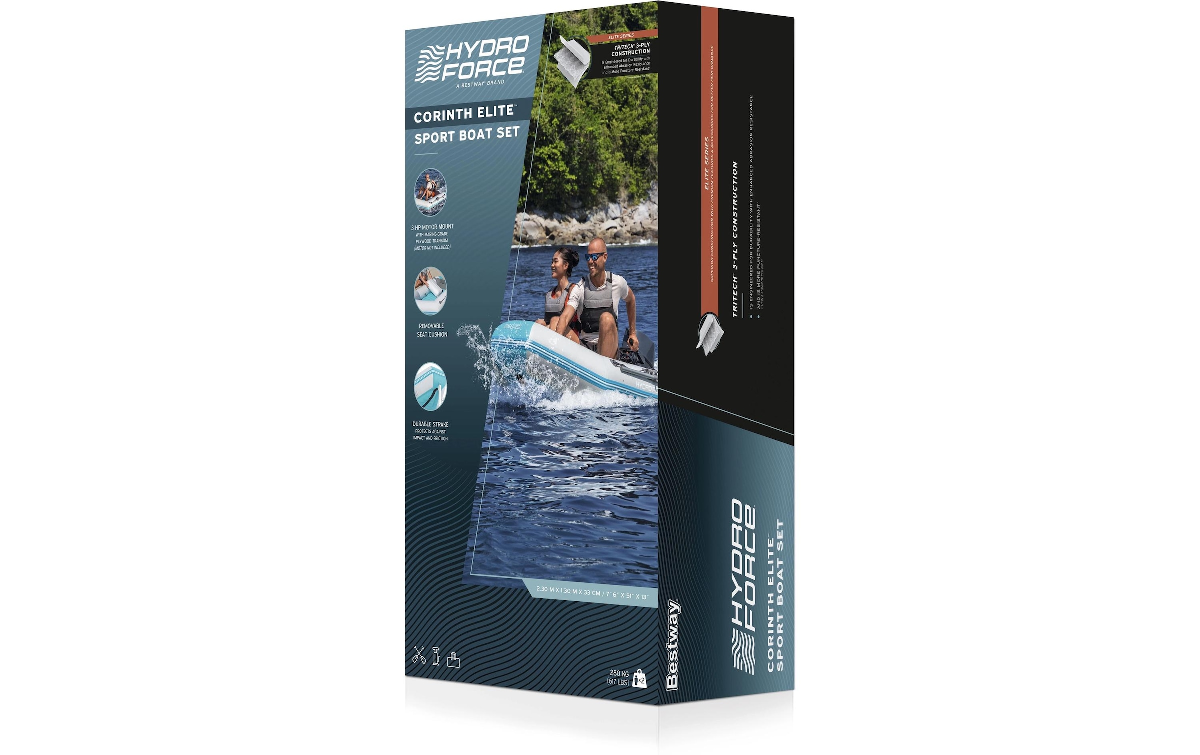 Bestway Schlauchboot »Corinth Elite Sport Boat Set, 230 x 130 x 33 cm« Aufblasbares Sportboot für 2 Personen mit Motorhalterung