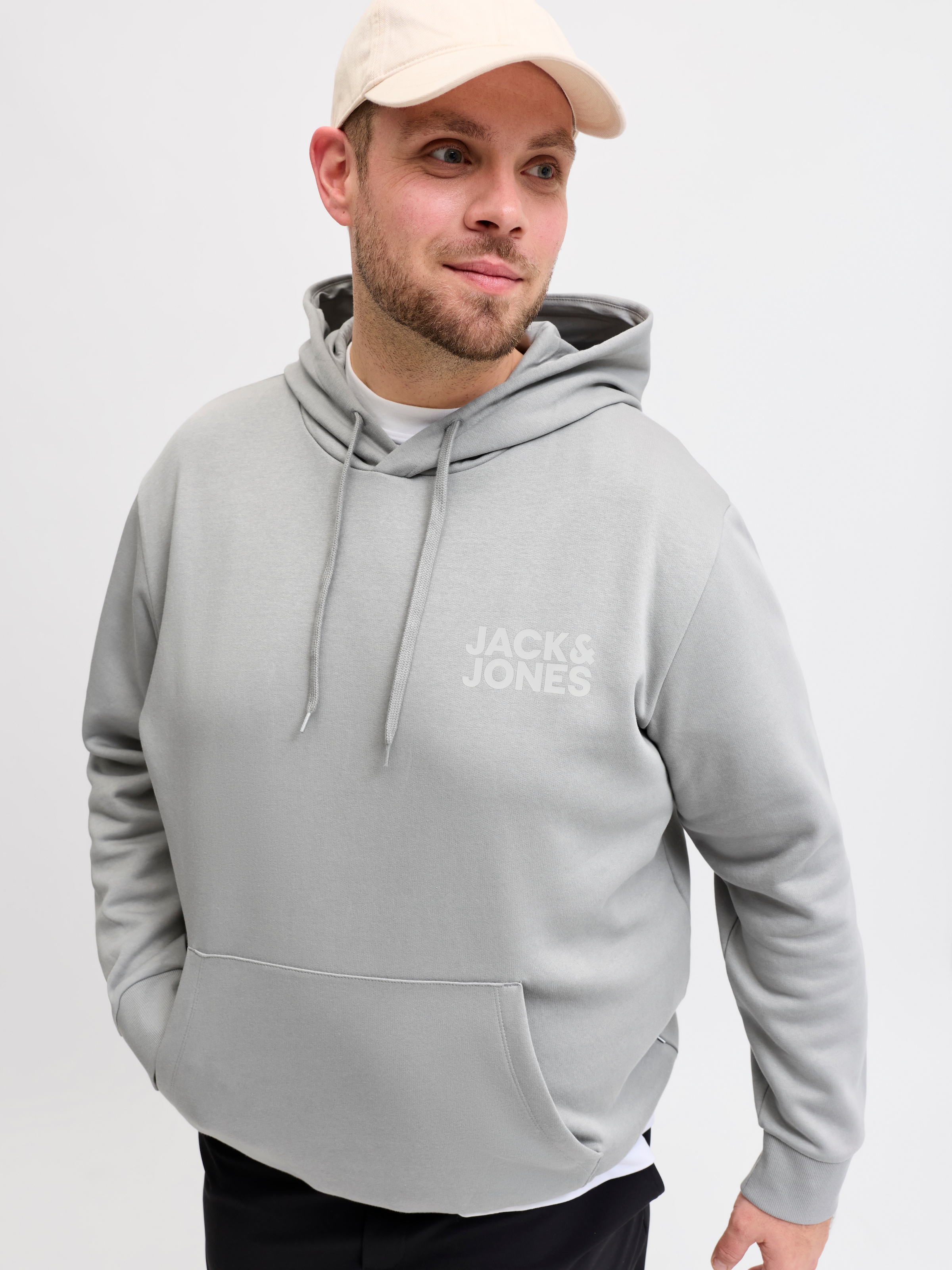 Image of Jack & Jones PlusSize Kapuzensweatshirt "JJECORP LOGO SWEAT HOOD NOOS PLS", Baumwollmischung, regular fit