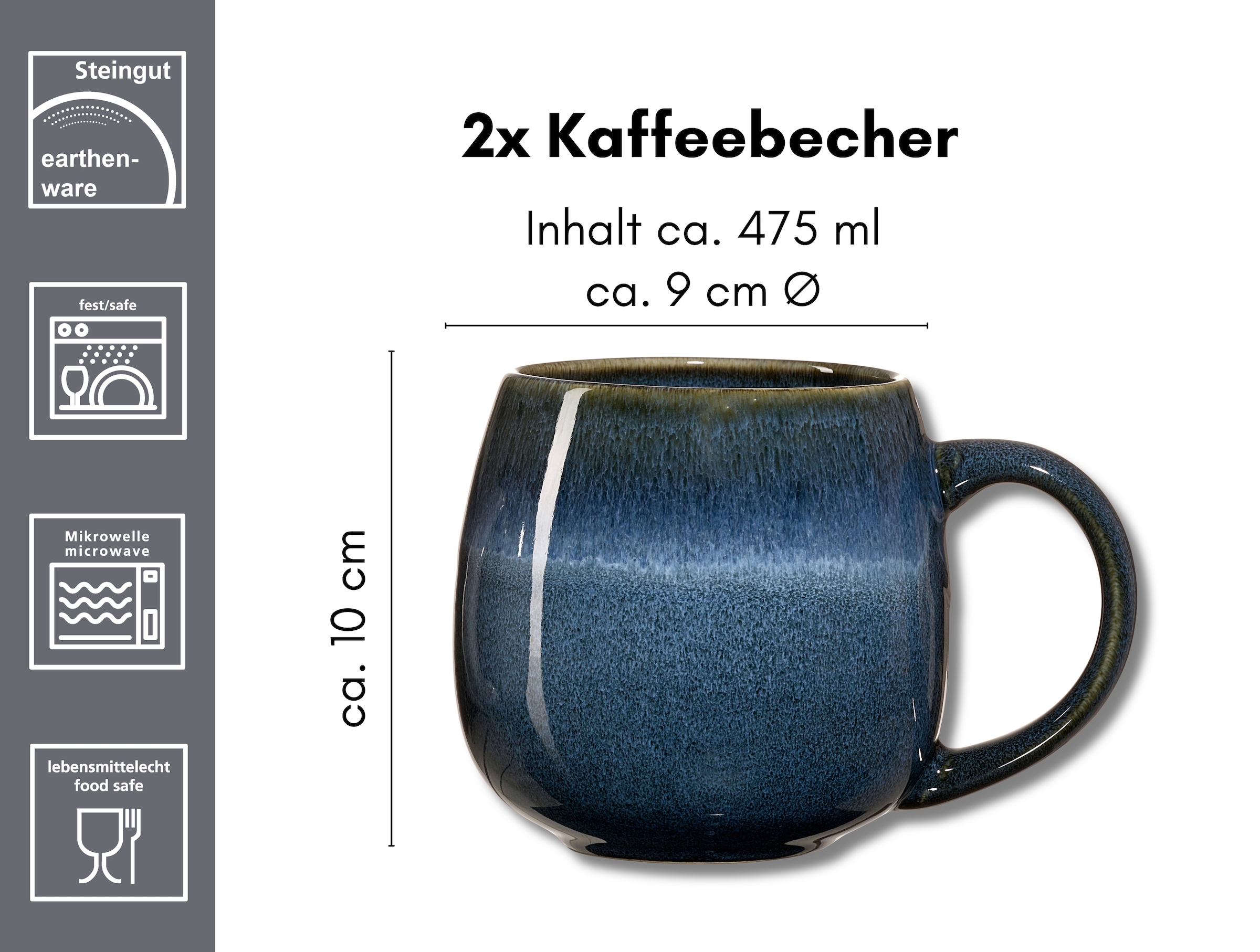 Ritzenhoff & Breker Becher »Lagom« 2-teilig, Reaktivglasur, jedes Stück ein Unikat, 475 ml