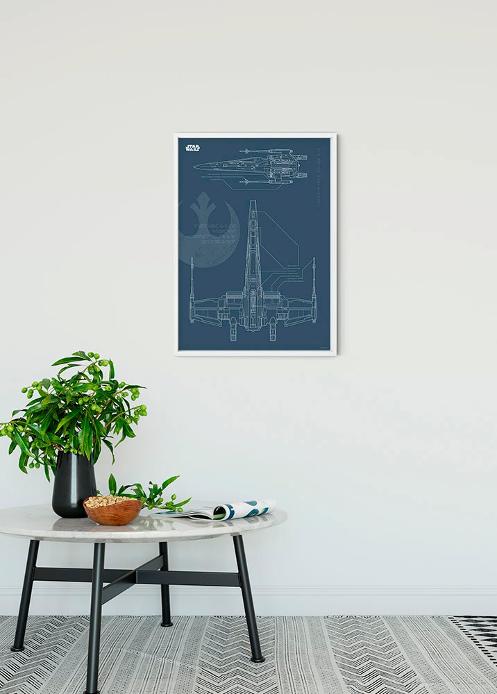 Komar Poster »Star Wars Blueprint X-Wing«, Star Wars, (1 St.), Kinderzimmer, Schlafzimmer, Wohnzimmer