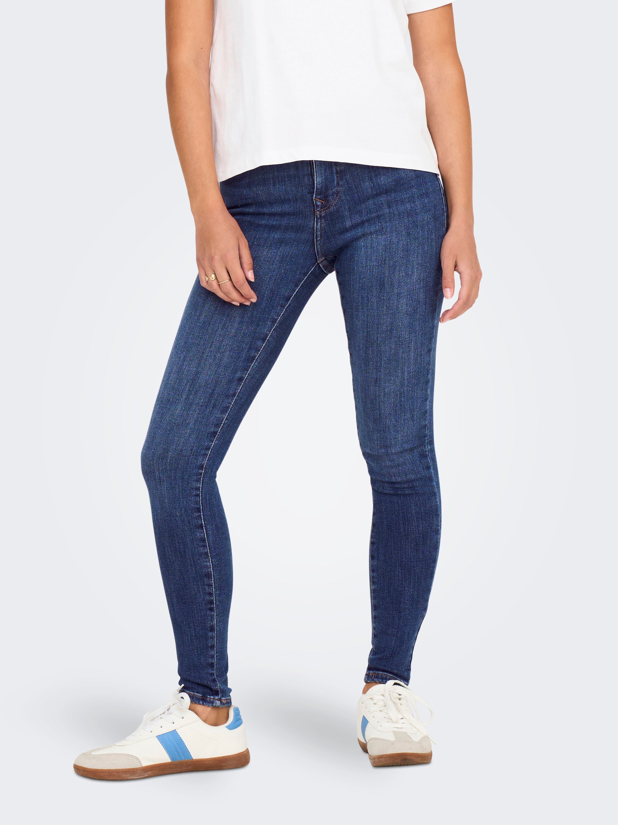Image of ONLY Skinny-fit-Jeans "ONLPOWER MID SK PUSHUP DNM TAI012 NOOS" Baumwollmischung, skinny fit