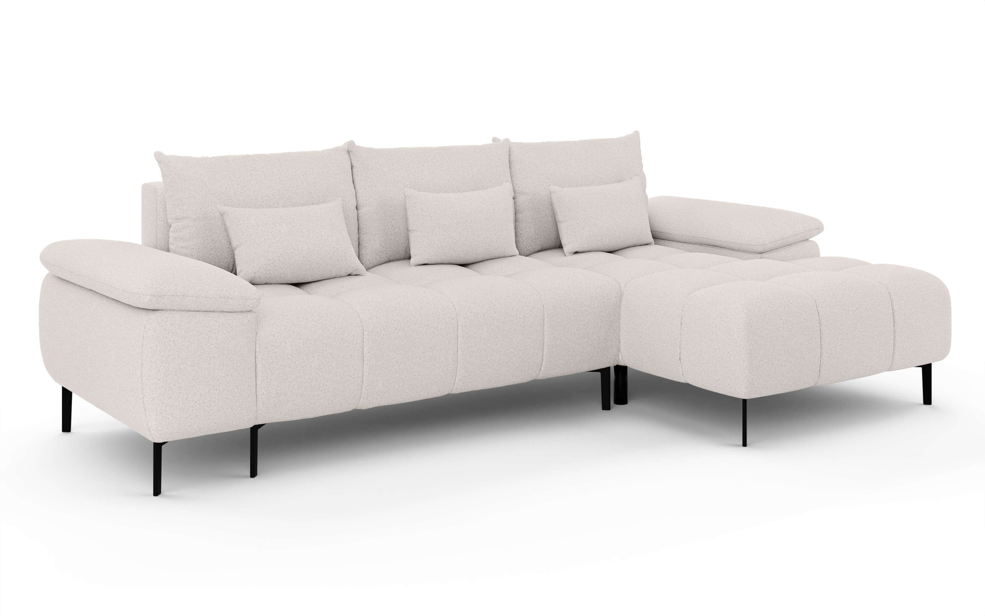 INOSIGN Ecksofa »DROMARA Schlafsofa mit Bettkasten, Masse: B/T/H 277/141/91 cm«, L-Form mit Recamiere rechts/links bestellbar, Wellenunterfederung