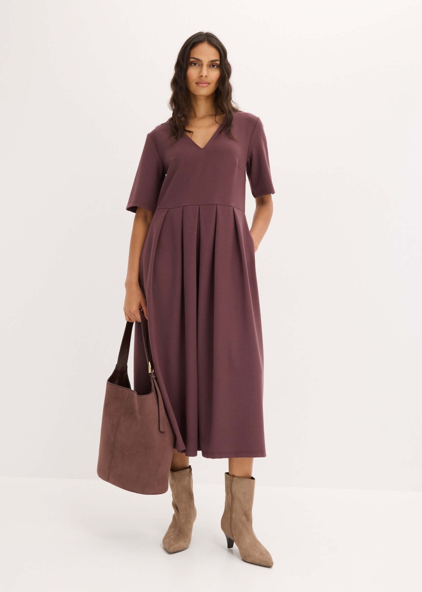 Image of bonprix Shirtkleid mit V-Ausschnitt, Kurzarm, Loose Fit