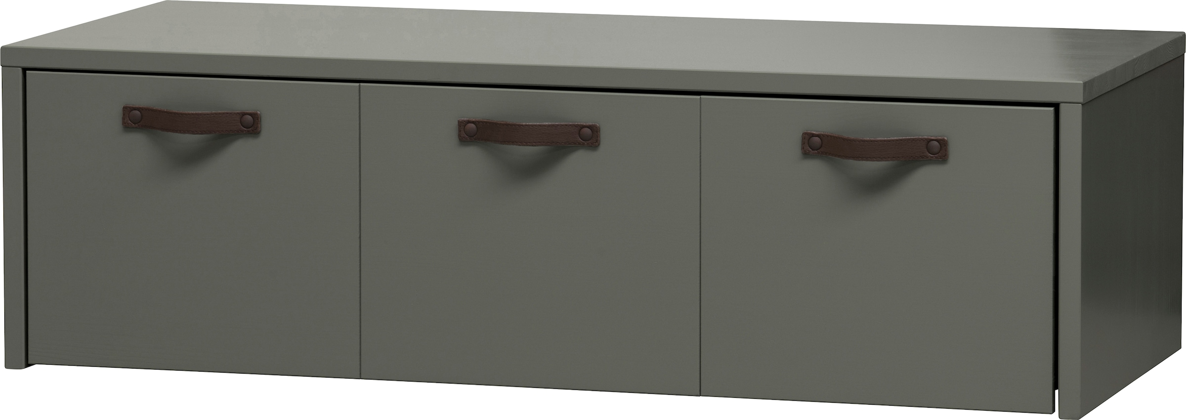 WOOOD Truhenbank »Stage FSC®-Kiefernholz massiv mit Ledergriff H 36 x B 120 x T 50 cm« Sitzfläche und Stauraum kombiniert, Einfach zu montierbar Pfleigleicht