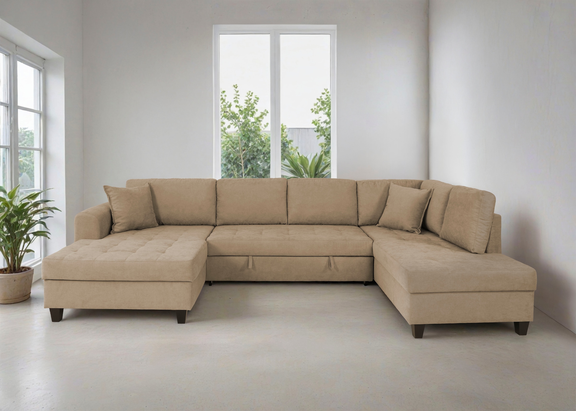 Image of Trends by HG Wohnlandschaft "Moritz U-Form, B: 324 cm" mit Bettfunktion, Bettkasten & Zierkissen