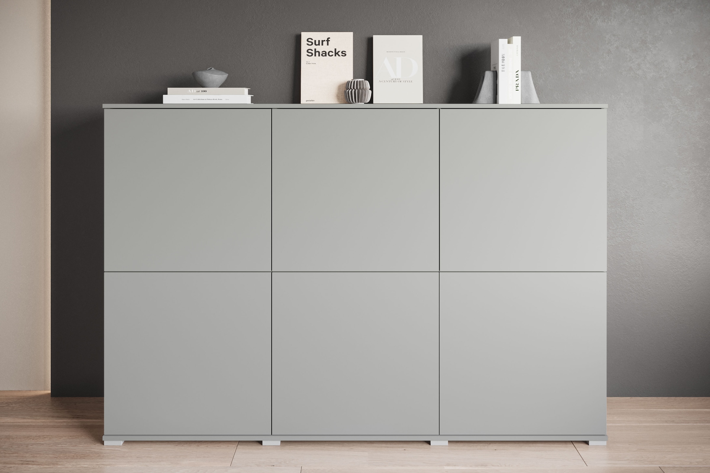 GOODproduct Highboard »Kenia, moderne grifflose Hochkommode mit 6 Türen, Breite 180 cm« 1 Stk. tlg. Push-to-Open-Fronten, höhenverstellbaren Einlegeböden