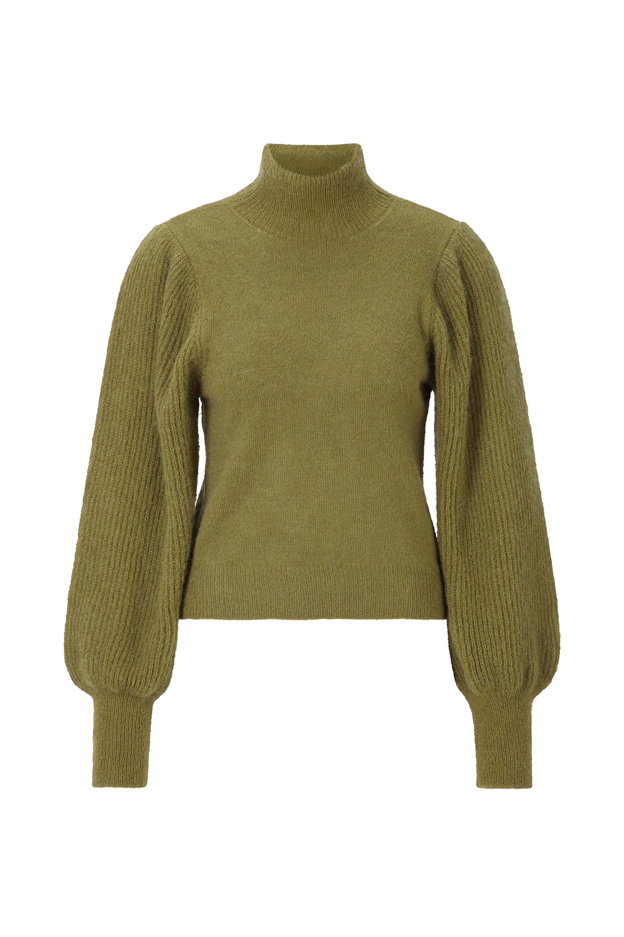 RICHROYAL Stehkragenpullover Regular fit mit Alpakawolle, Stehkragen, Puffärmel