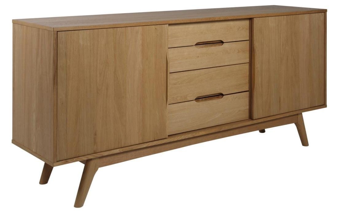 Image of AC Design Sideboard "Marte" Anrichte, Eiche/Furnier, 2 Schiebetüren, 4 Schubladen, Breite 180 cm