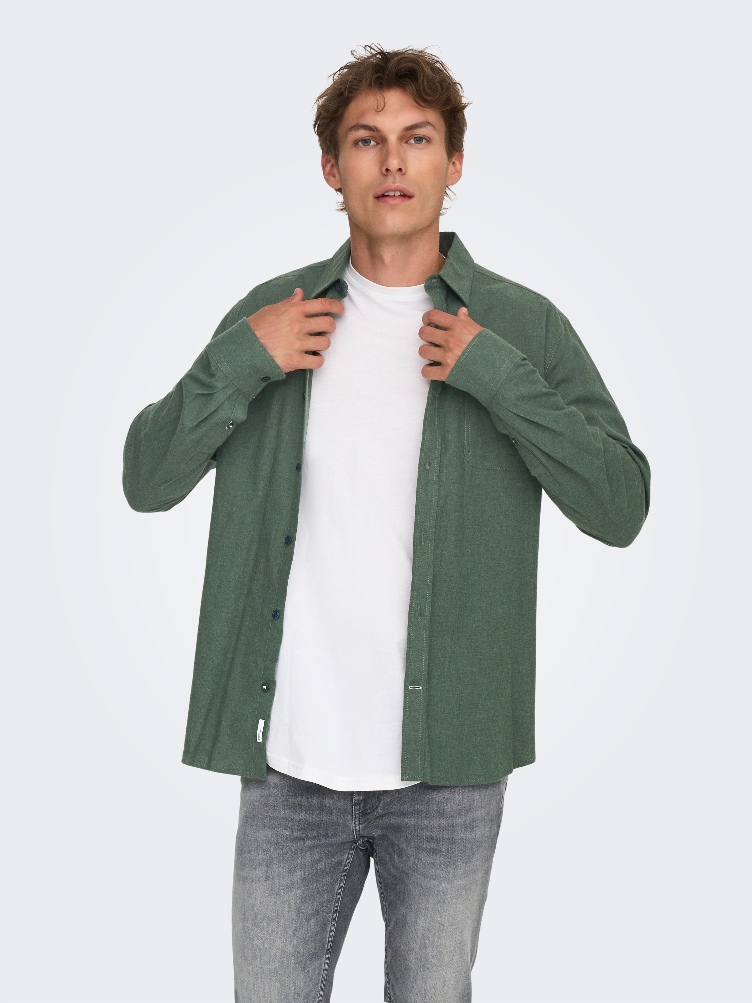 ONLY & SONS Langarmhemd »ONSROAD LIFE REG MELANGE LS SHIRT NOOS«