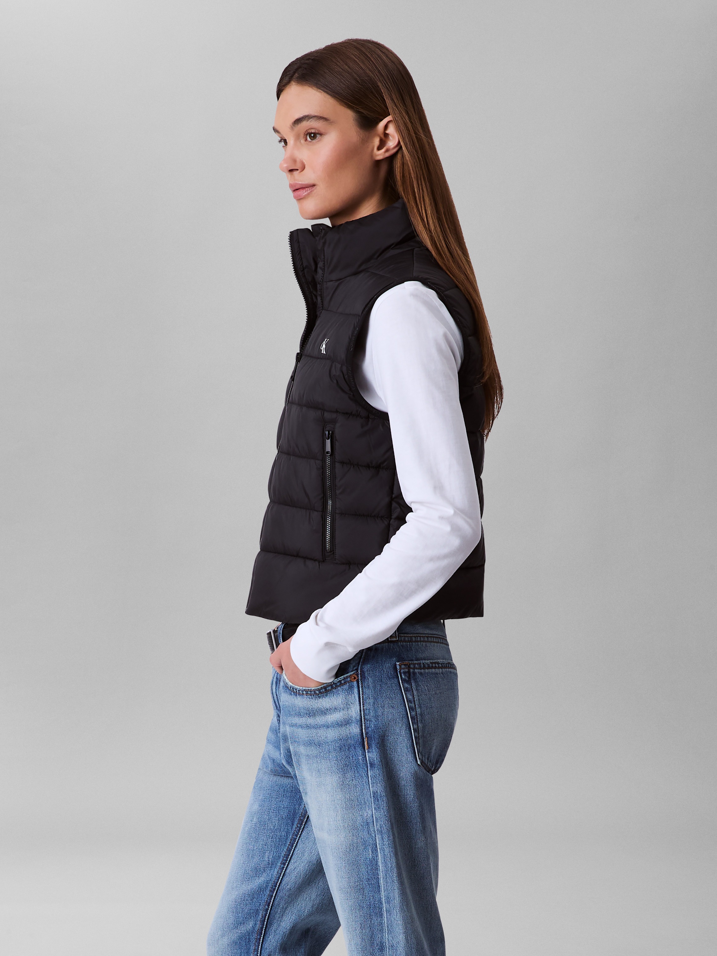 Image of Calvin Klein Jeans Steppweste Stehkragen, kurze Form, leicht wattiert
