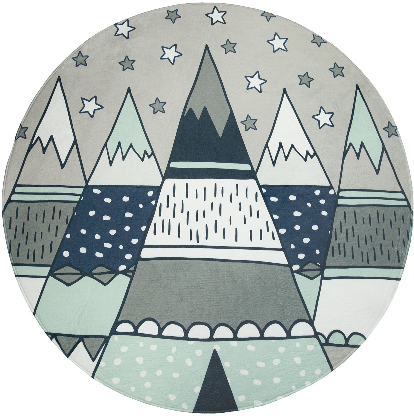 Image of Paco Home Kinderteppich »Chicos 553«, rund, 2 mm Höhe, Flachgewebe, Motiv Berge & Sterne, Kinderzimmer bei Ackermann Versand Schweiz