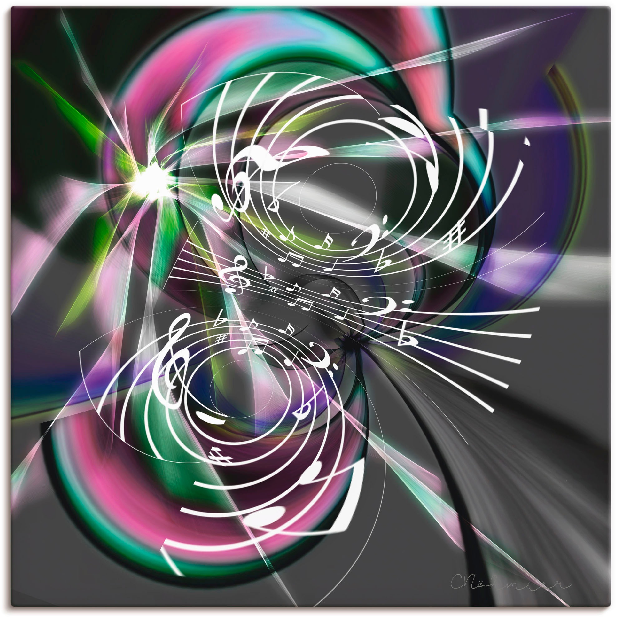 Image of Artland Wandbild »Fraktale Spielerei mit Noten«, Symbole, (1 St.), in vielen Grössen & Produktarten - Alubild / Outdoorbild für den Aussenbereich, Leinwandbild, Poster, Wandaufkleber / Wandtattoo auch für Badezimmer geeignet bei Ackermann Versand Schweiz