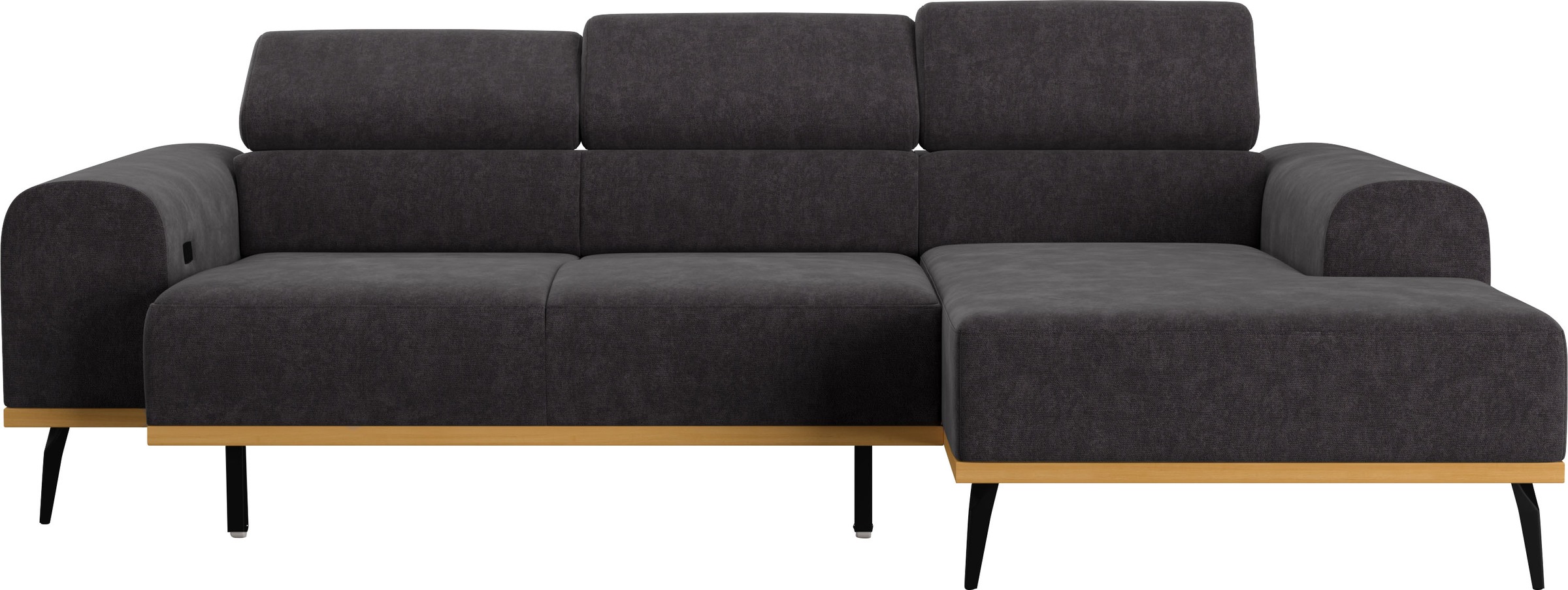 Places of Style Ecksofa »Carlo L-Form«, mit Kopfteilverstellung & Holz-Rahmenoptik, optional Relaxfunktion