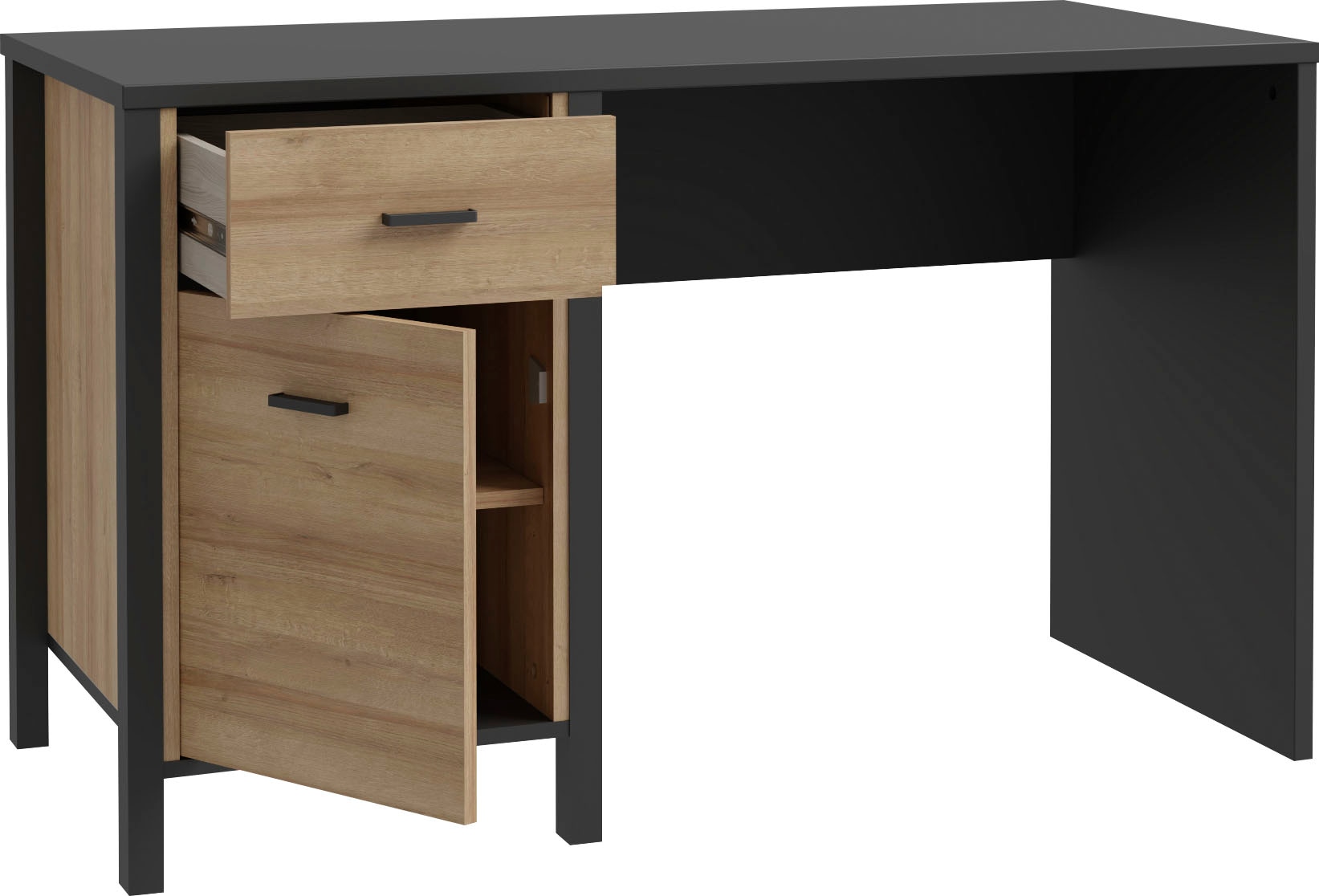 FORTE Schreibtisch »High Rock« mit Tür & Schublade, Industrial-Look, Knieblende, Breite 120 cm