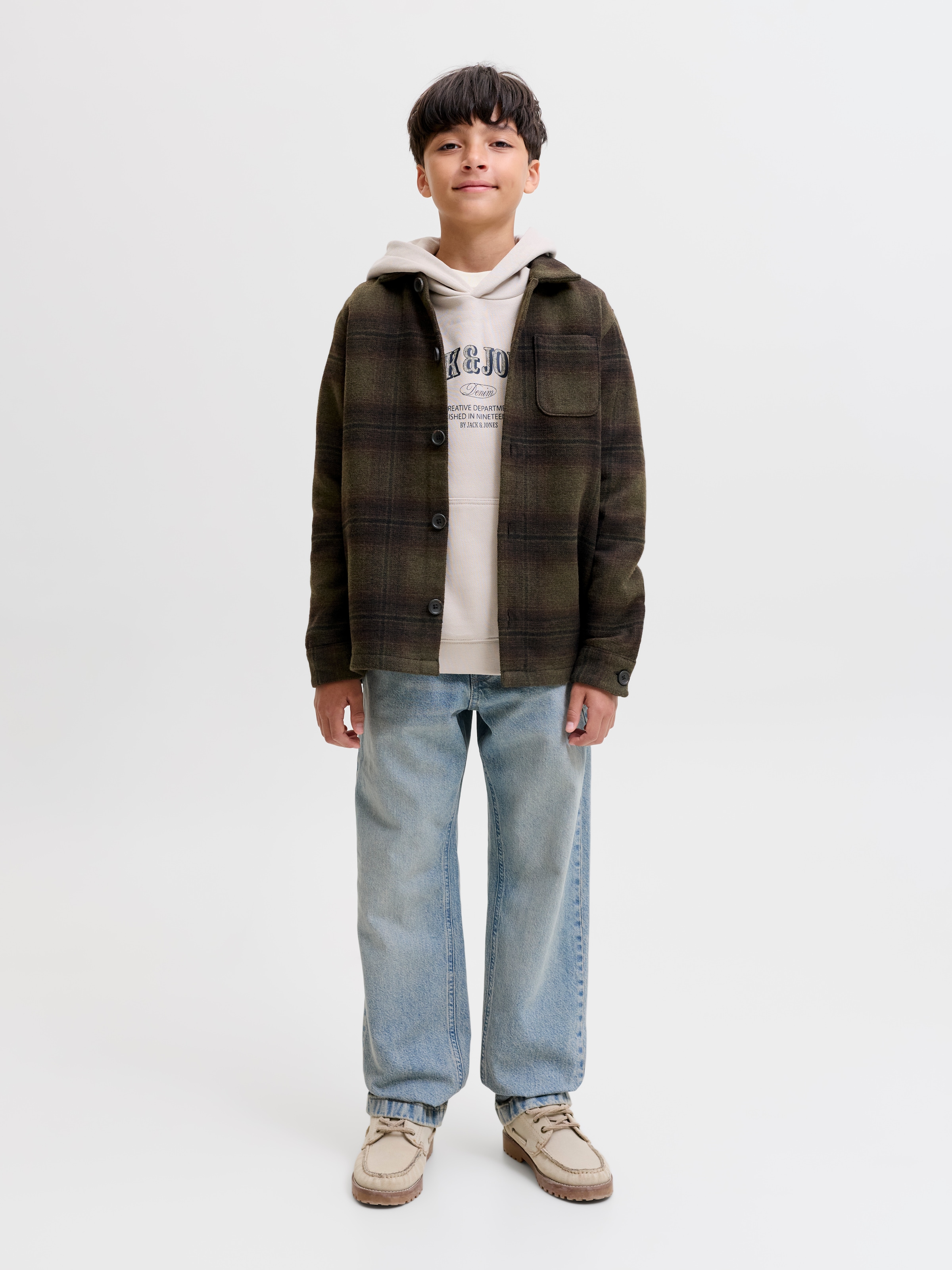 Jack & Jones Junior Langarmhemd »JJESOHO OLLIE OVERSHIRT LS SN JNR« Materialmix, locker geschnitten