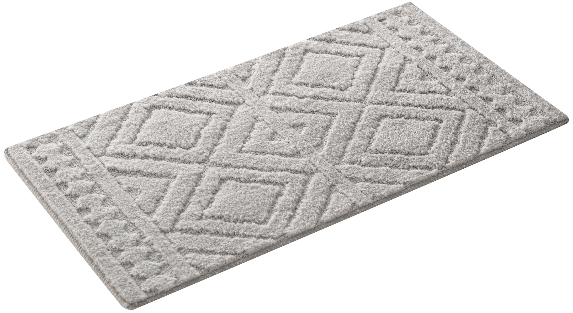 my home Badematte »Louvres, Badvorleger, Badezimmer Teppich, Duschvorleger«, rutschhemmend beschichtet, schnell trocknend, Badteppich, Uni Farben, Hoch-Tief Effekt, Boho-Style