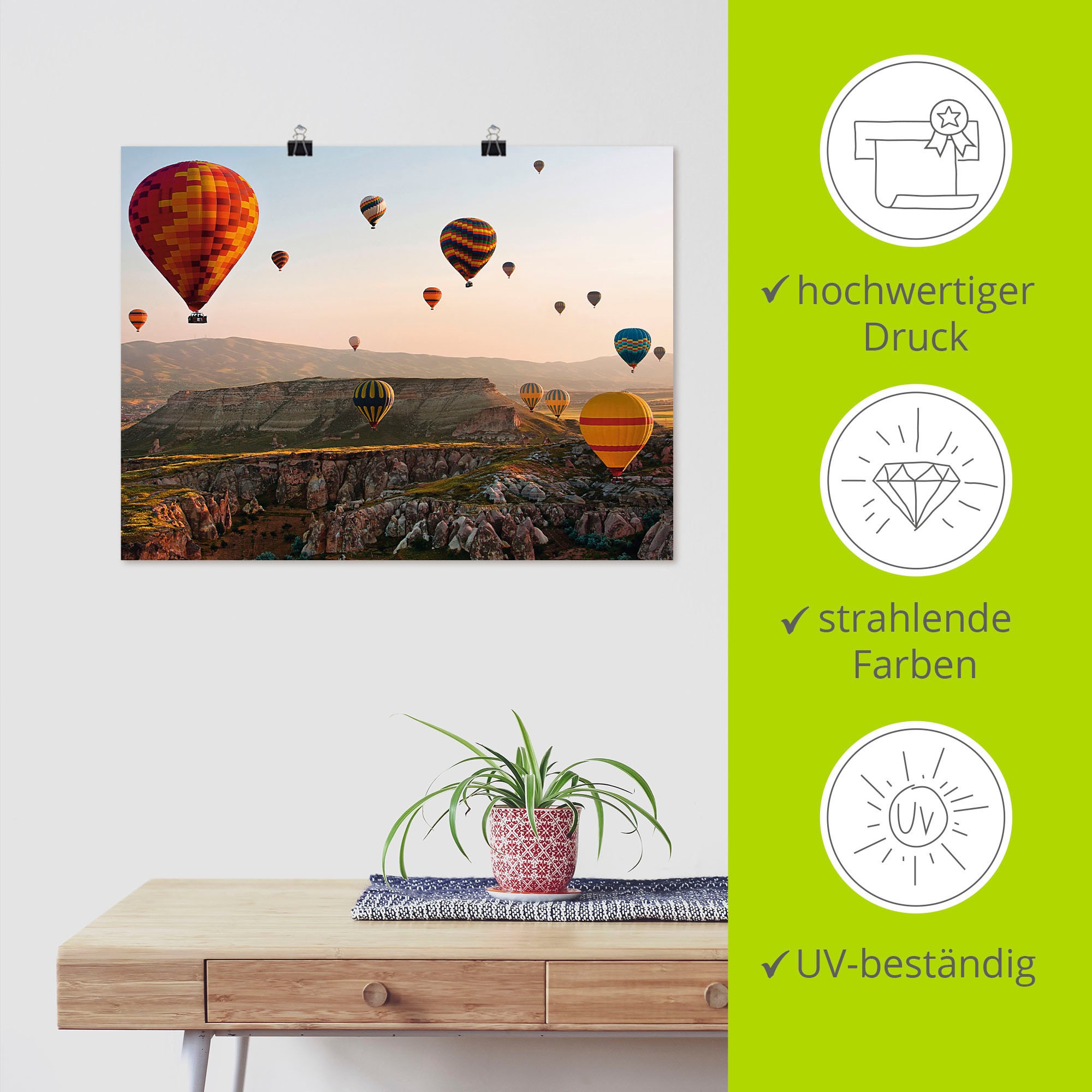 Artland Wandbild »Kappadokien Ballonfahrt«, Ballonfahren, (1 St.), als Leinwandbild, Poster in verschied. Grössen