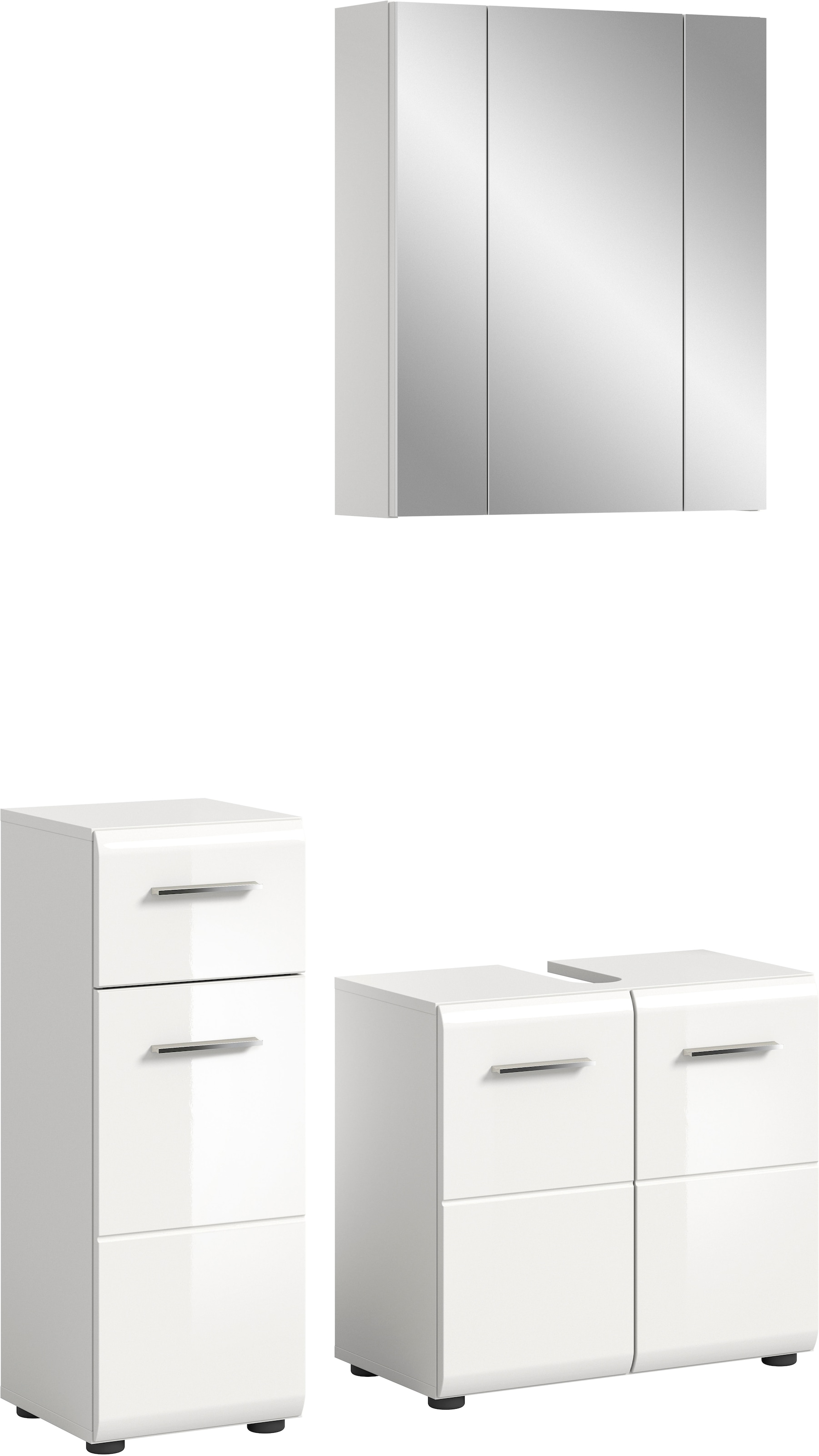 INOSIGN Badmöbel-Set »FLORENZ, TOPSELLER!, 3-teilige Badkombination, hochwertige MDF-Front« best. aus: 1 Unterschrank, 1 Waschbeckenunterschrank, 1 Spiegelschrank, 
