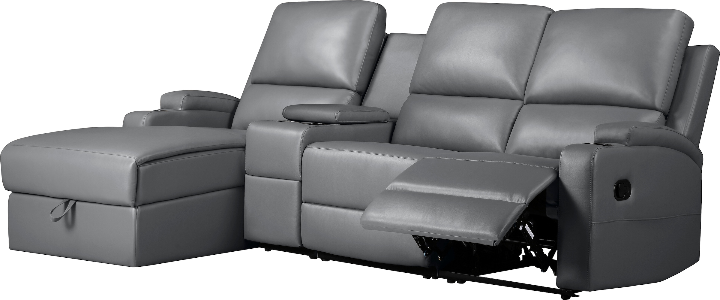 Home affaire Ecksofa »NAPORI Multimediasofa, 3er Kinosessel XXL, L-Form, 3 Bezugsstoffe« Kinosofa mit Relaxfunktion, Getränkehalter, Staufach und Staukasten