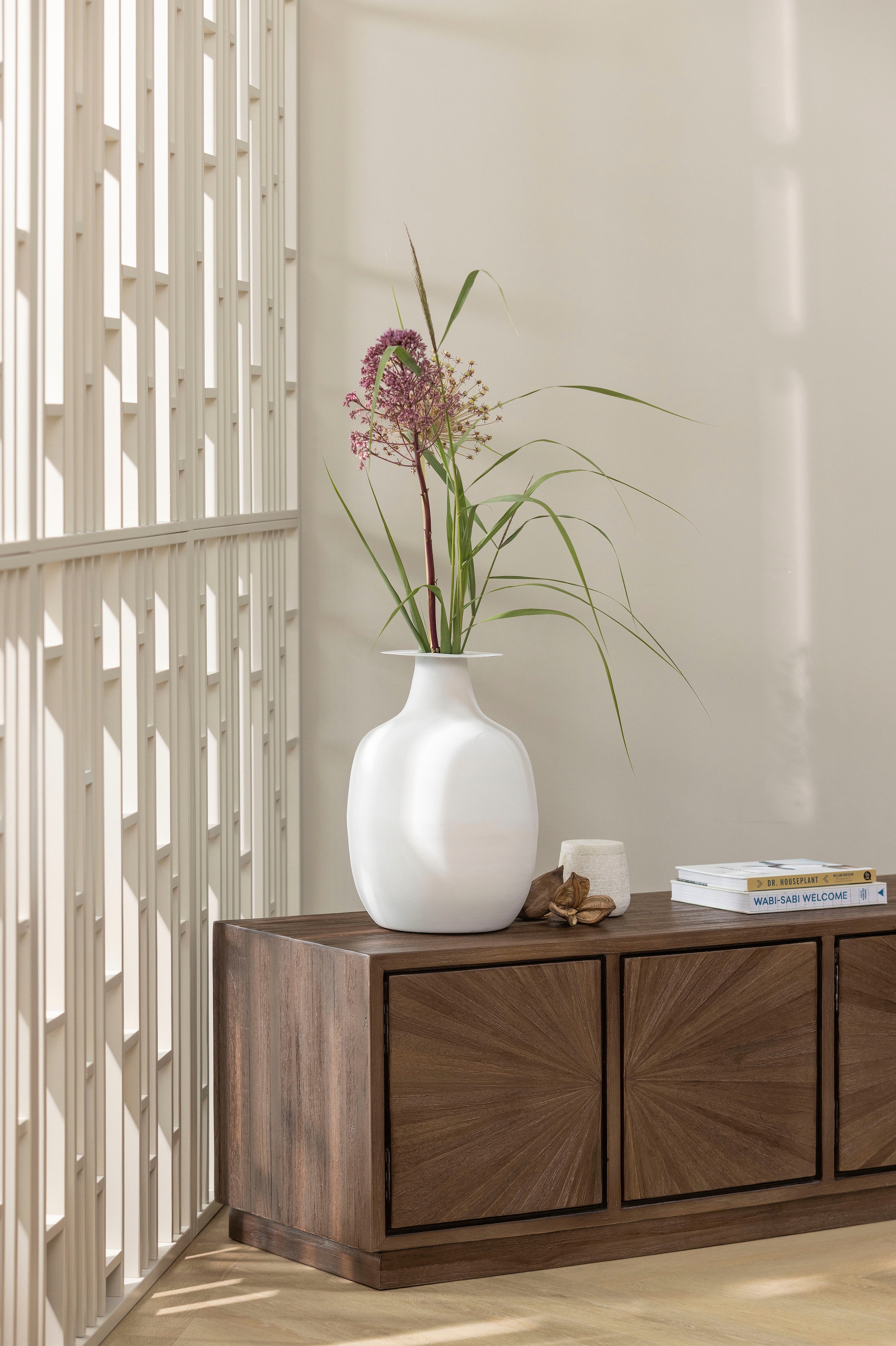 WOOOD Table basse »Sun mit 4 Türen und recyceltem Teakholz« Teck recyclé, bois dur tropical à grain droit