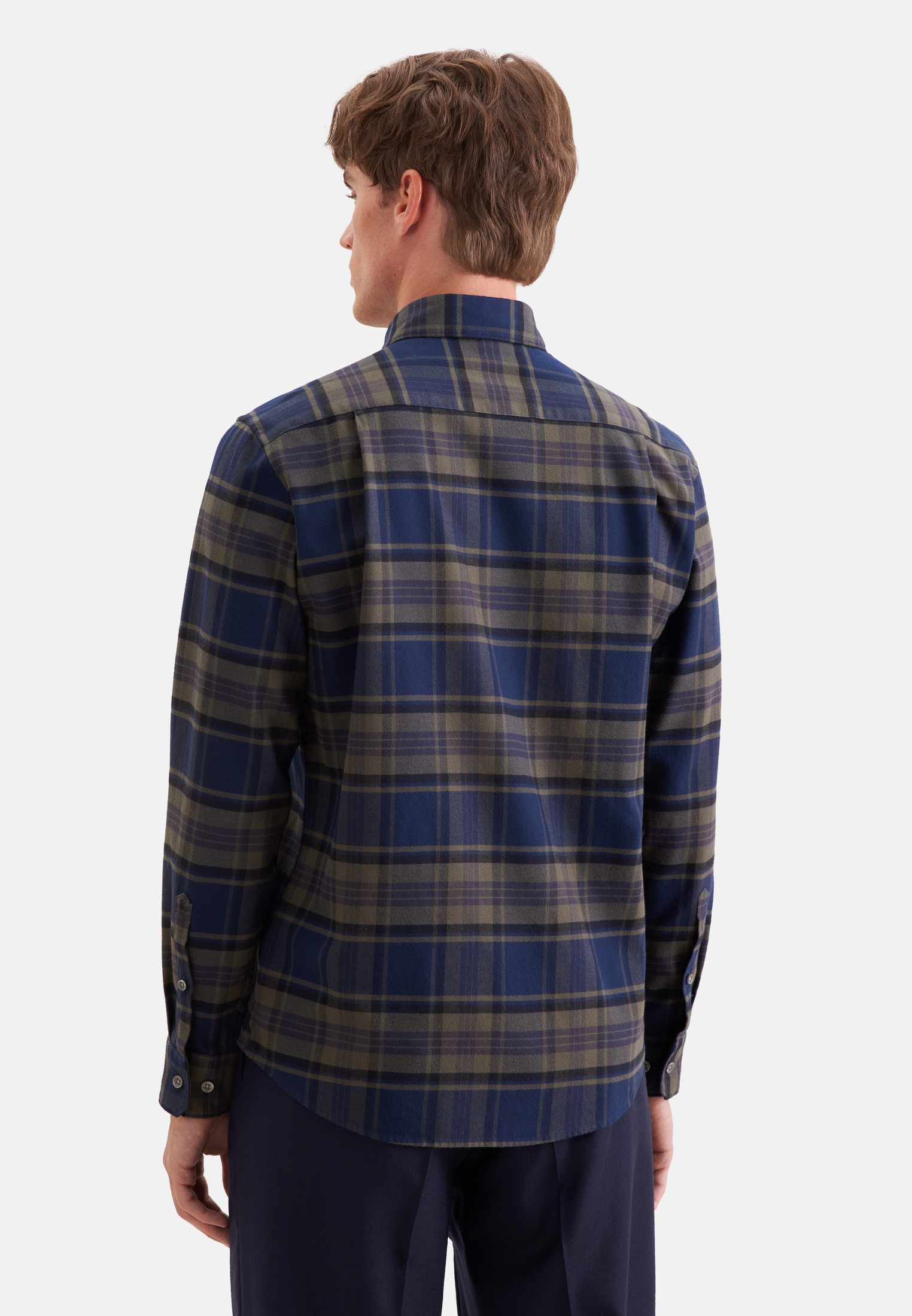 seidensticker Businesshemd Regular 1/1 Button-Down-Kragen Karo