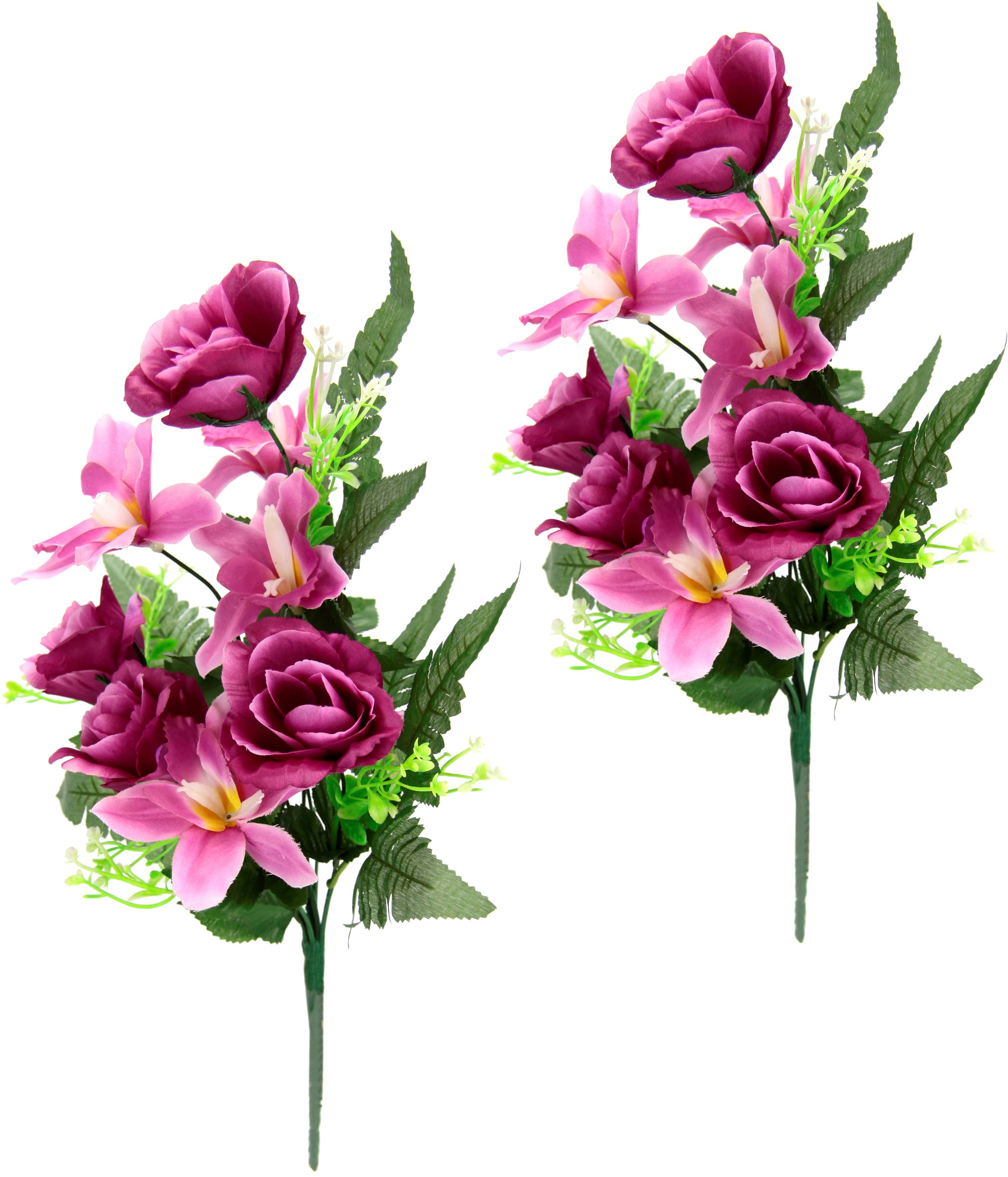 I.GE.A. Kunstblume »Bouquet aus Orchideen und Rosen«, 2er Set Kunstblumenstrauss zum Legen oder Stellen Künstliche Blumen