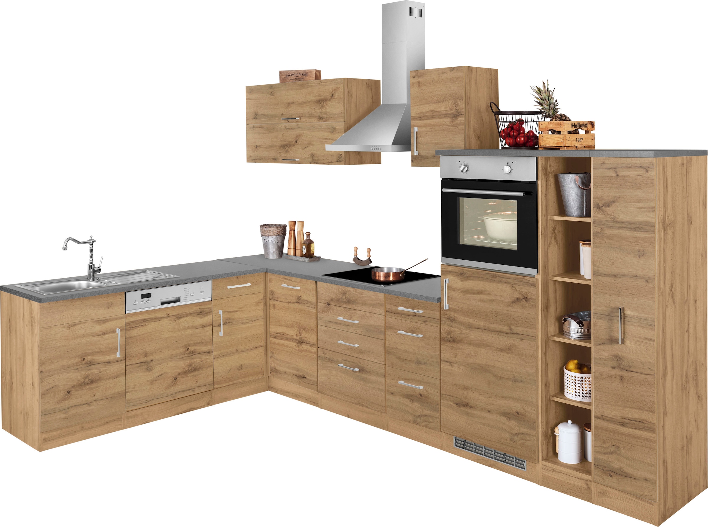 KOCHSTATION Cuisine d'angle »KS-Colmar« sans appareils électriques, largeur d’installation 210/330 cm