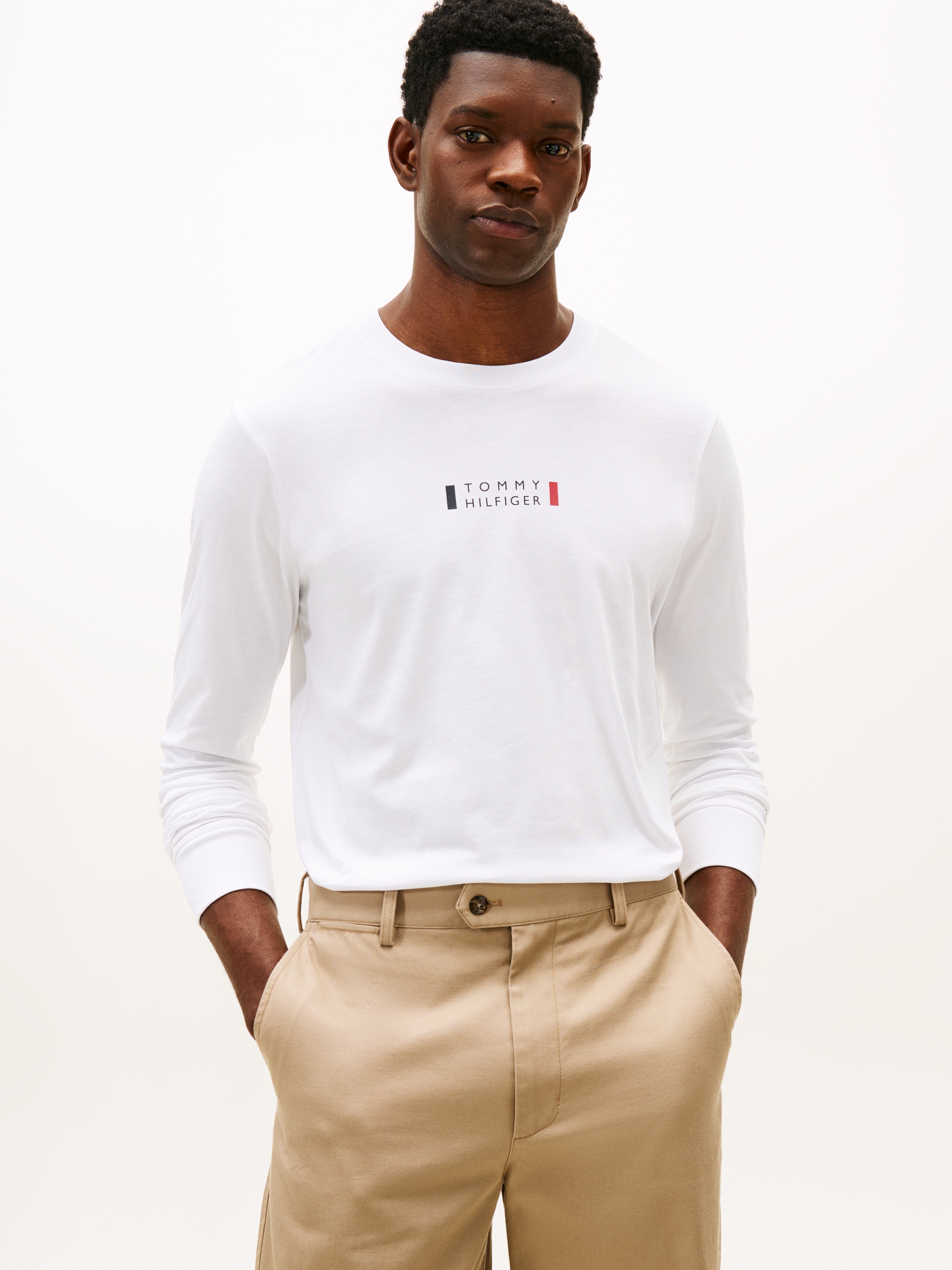 Image of Tommy Hilfiger Longsleeve "BRAND LOVE" Jersey, Rundhals, mit Logo