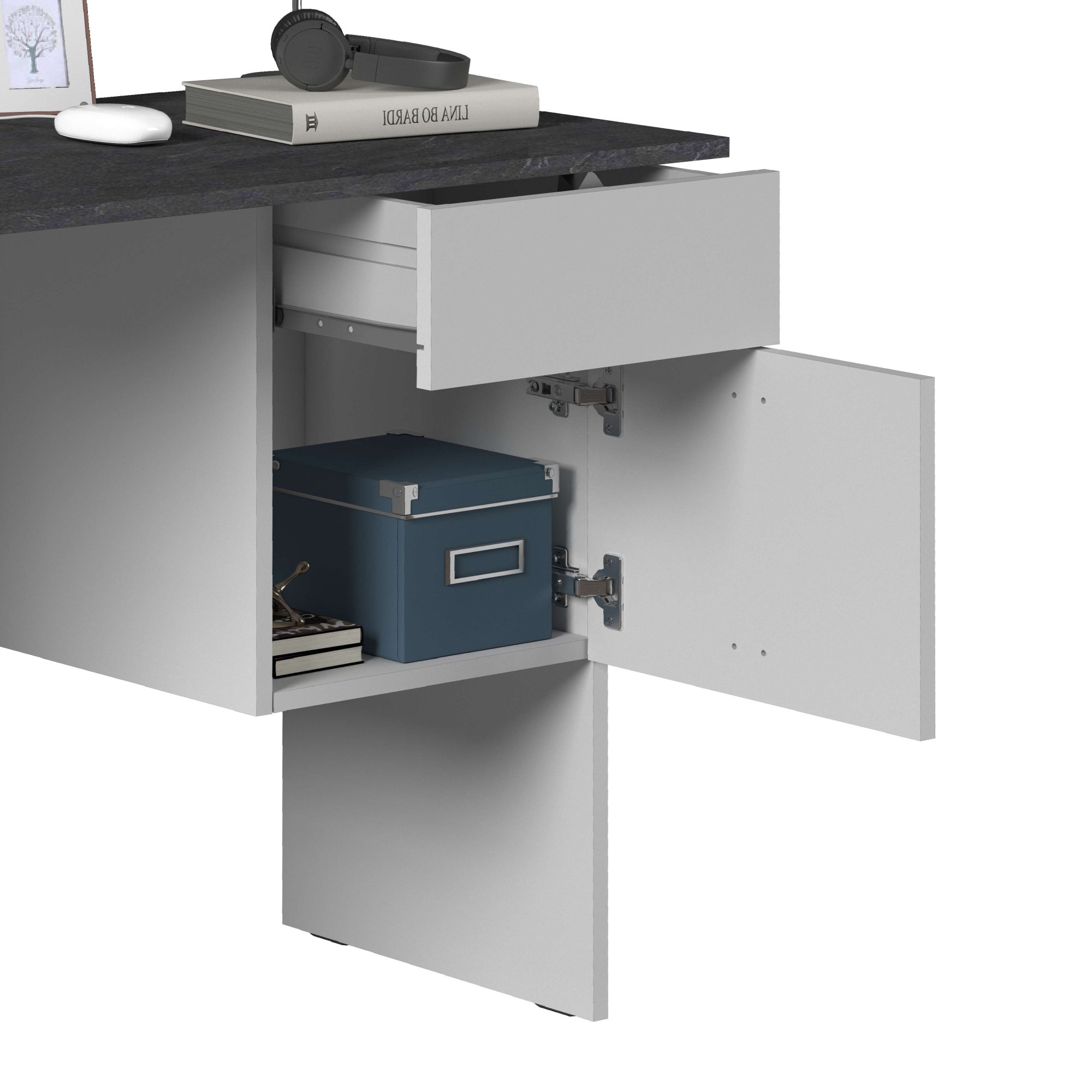 Home affaire Schreibtisch »Sunrise, kleiner Computertisch, Bürotisch« mit 1 Tür & 1 Schublade, Tischplatte Breite 110 cm, Made in Italy