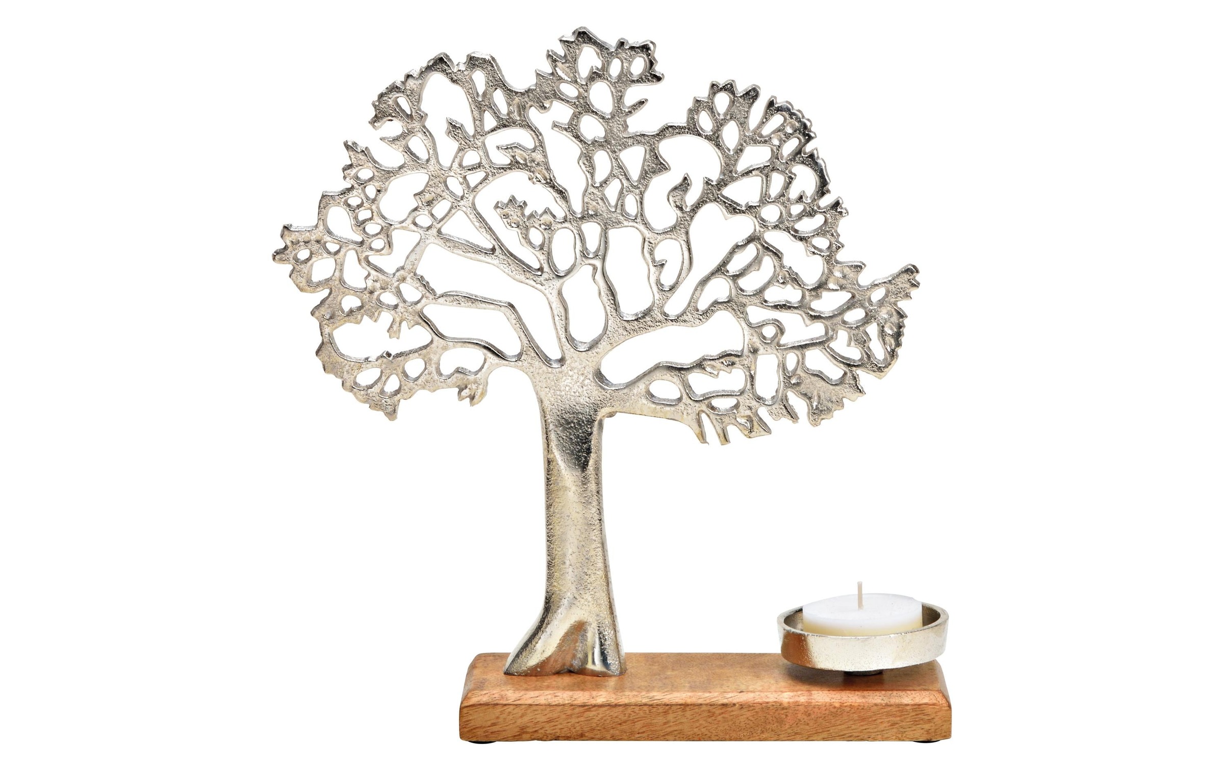 nicht definiert Teelichthalter »Teelichthalter Baum 1 Stück«, (1 St.), Holzart: Mango...