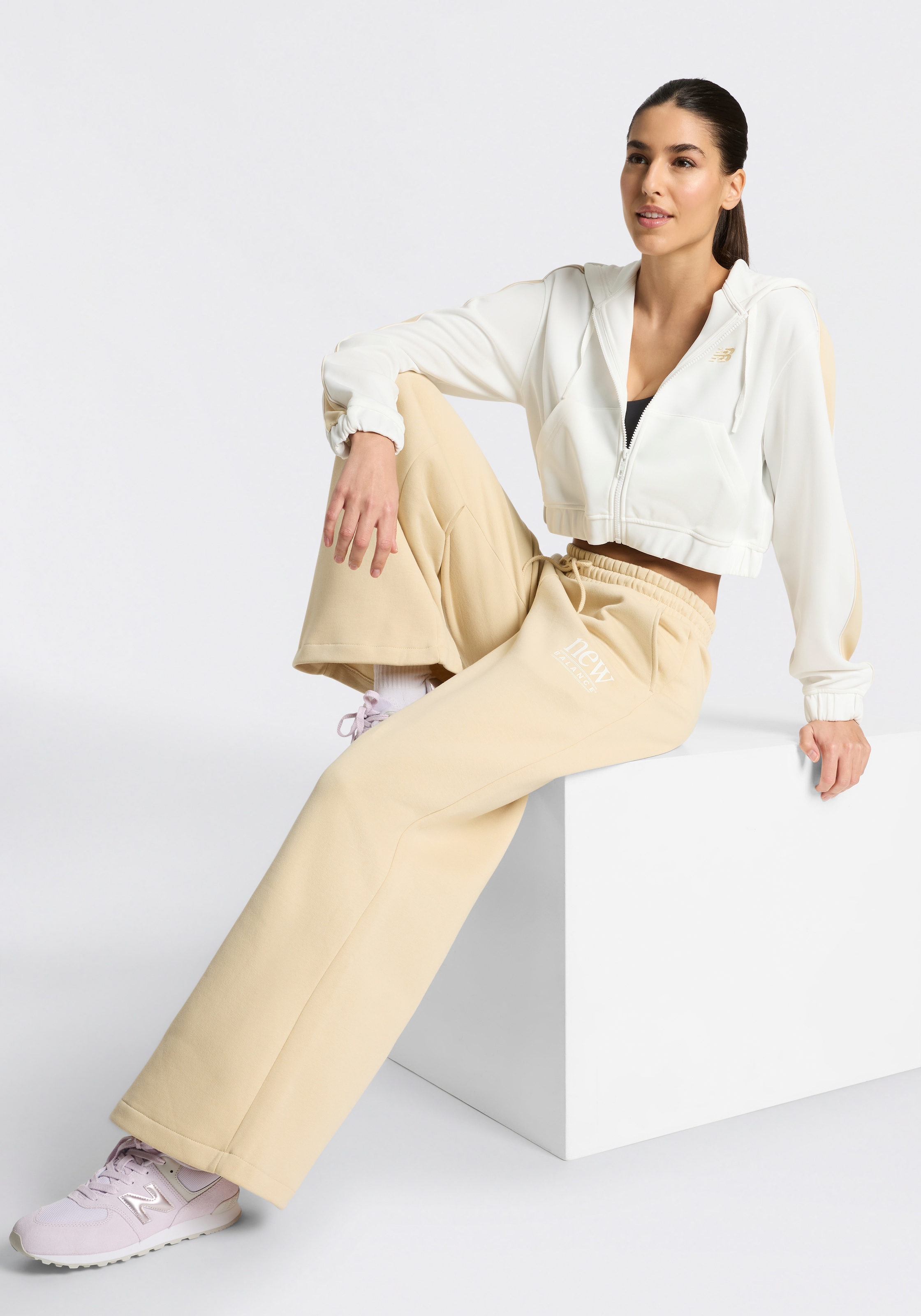 New Balance Pantalon de jogging  aus Fleece-Material, mit Kordelverschluss, bequeme Passform