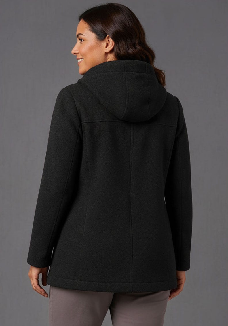 Polarino Strickfleecejacke mit Kapuze mit 2-Wege-Reissverschluss, abnehmbarer Kapuze ideal für den Übergang