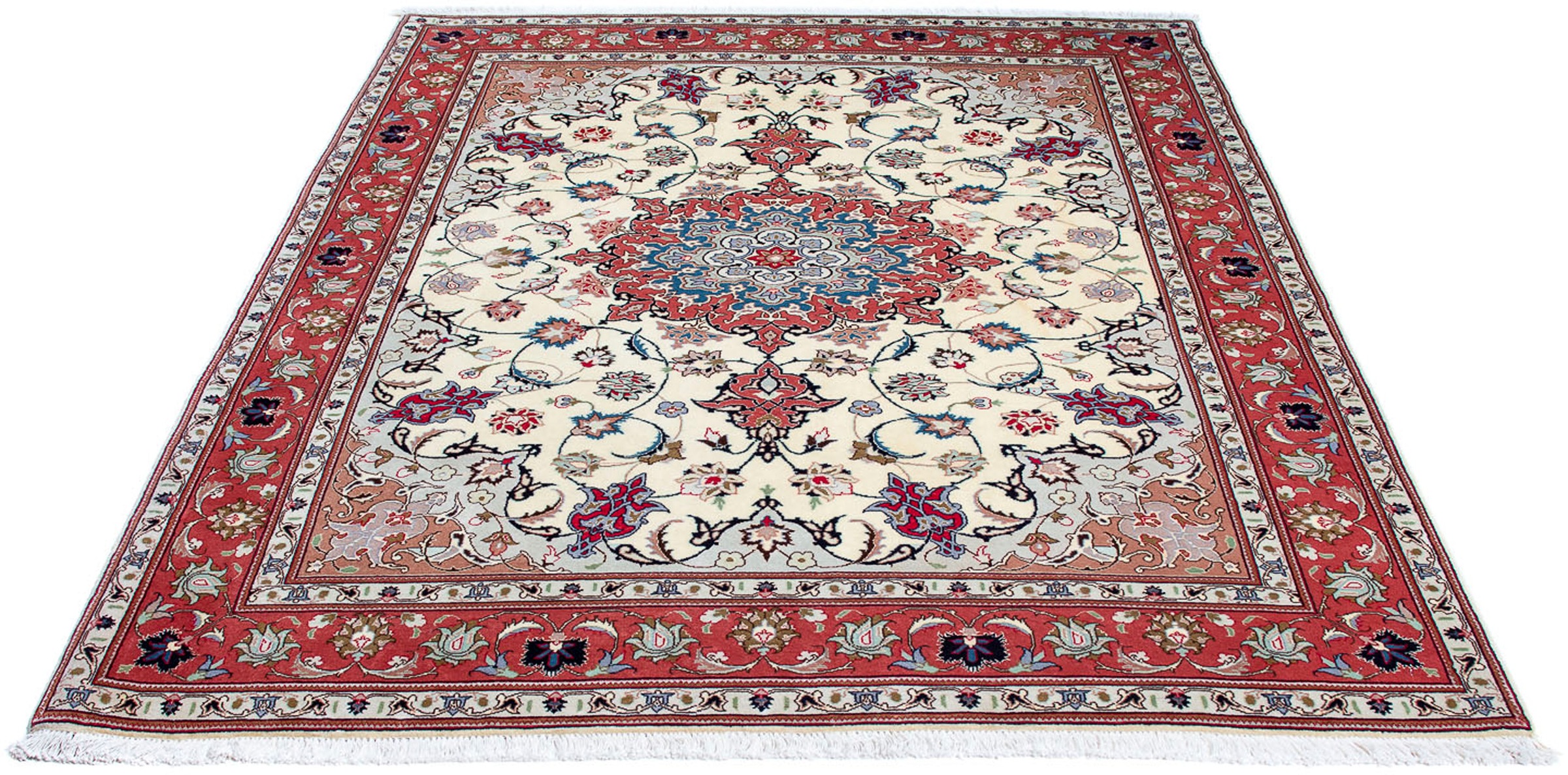 Image of morgenland Orientteppich »Perser - Täbriz - Royal - 198 x 152 cm - beige«, rechteckig, 7 mm Höhe, Wohnzimmer, Handgeknüpft, Einzelstück mit Zertifikat bei Ackermann Versand Schweiz