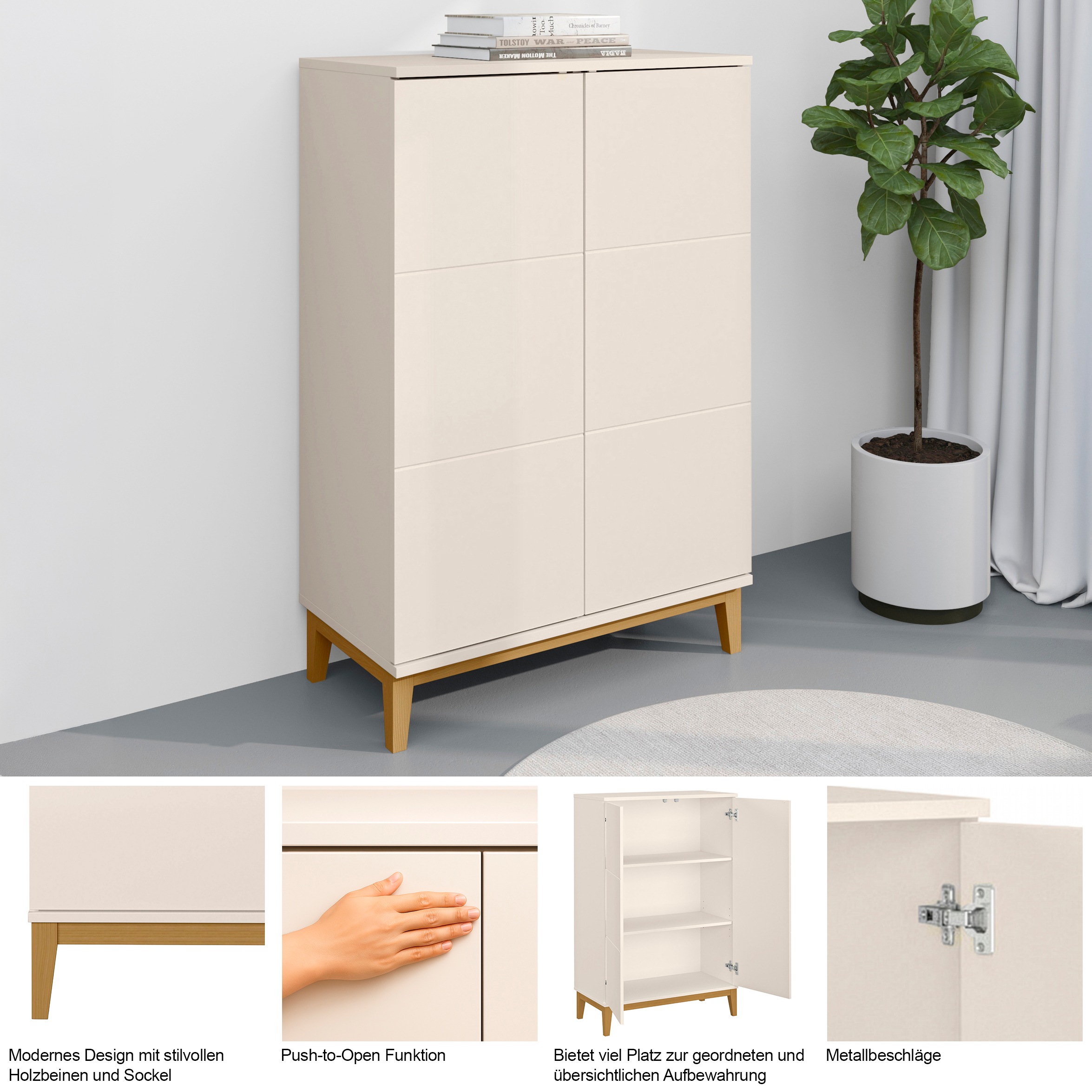 GOODproduct Highboard »Maryd« 1 Stk. tlg. Hochkommode mit Untergestell in Holzoptik