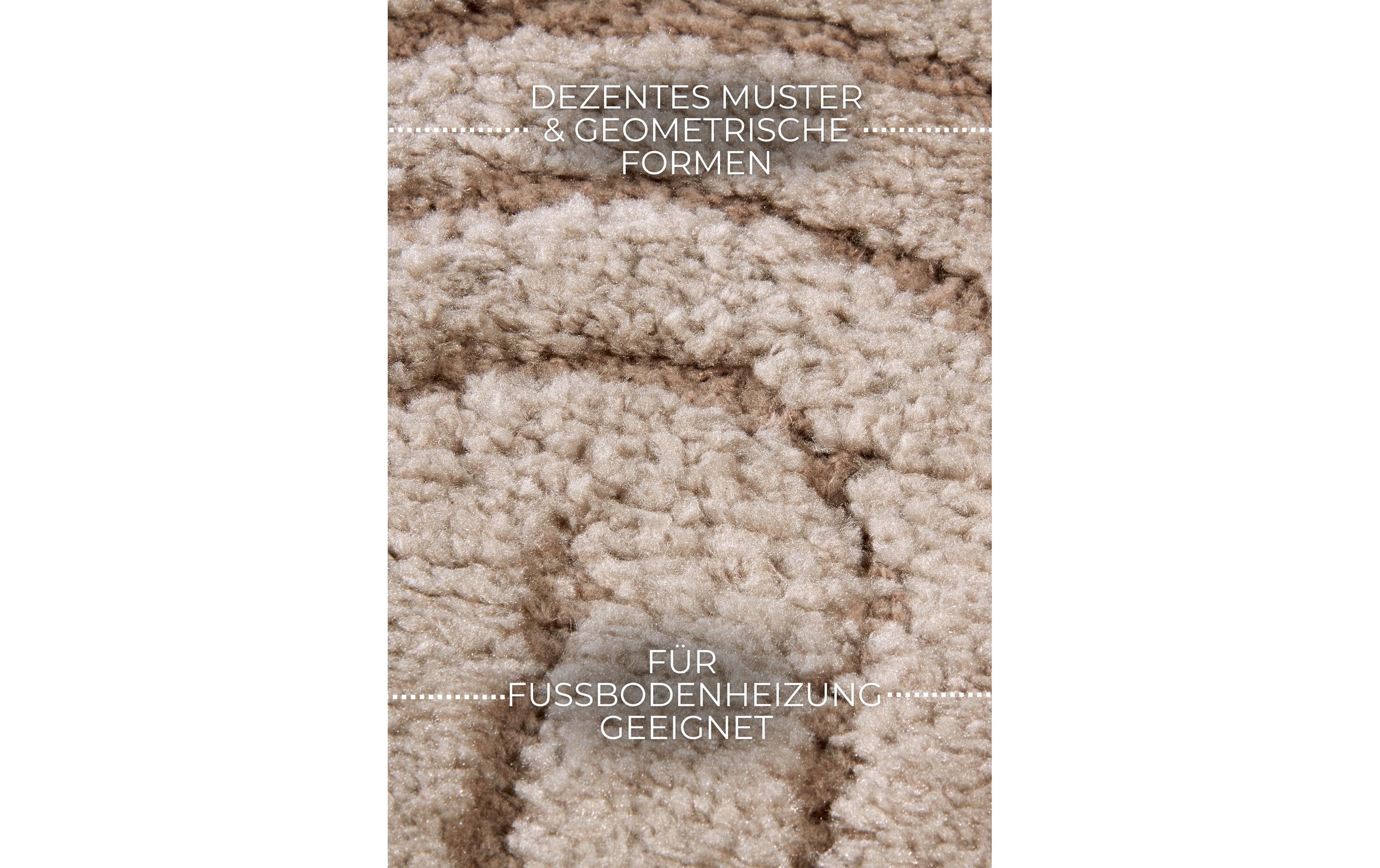 ELLE DECORATION Teppich »Cosy Panglao,  auch als Rundteppich erhältlich« rechteckig 14 mm Höhe uni Kurzflor, Hoch Tief Struktur, modern, Skandi, Boho, Wohnzimmer