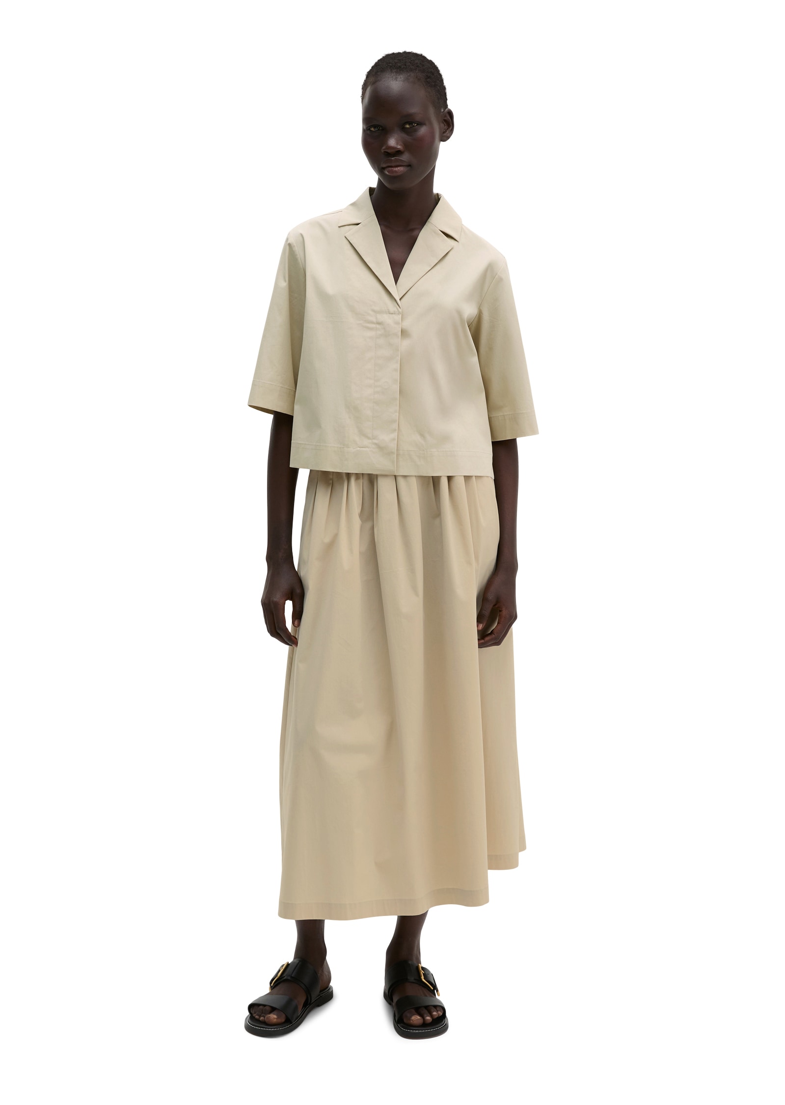 Marc O'Polo Kurzarmbluse relaxed aus Popeline-Stretch, croped