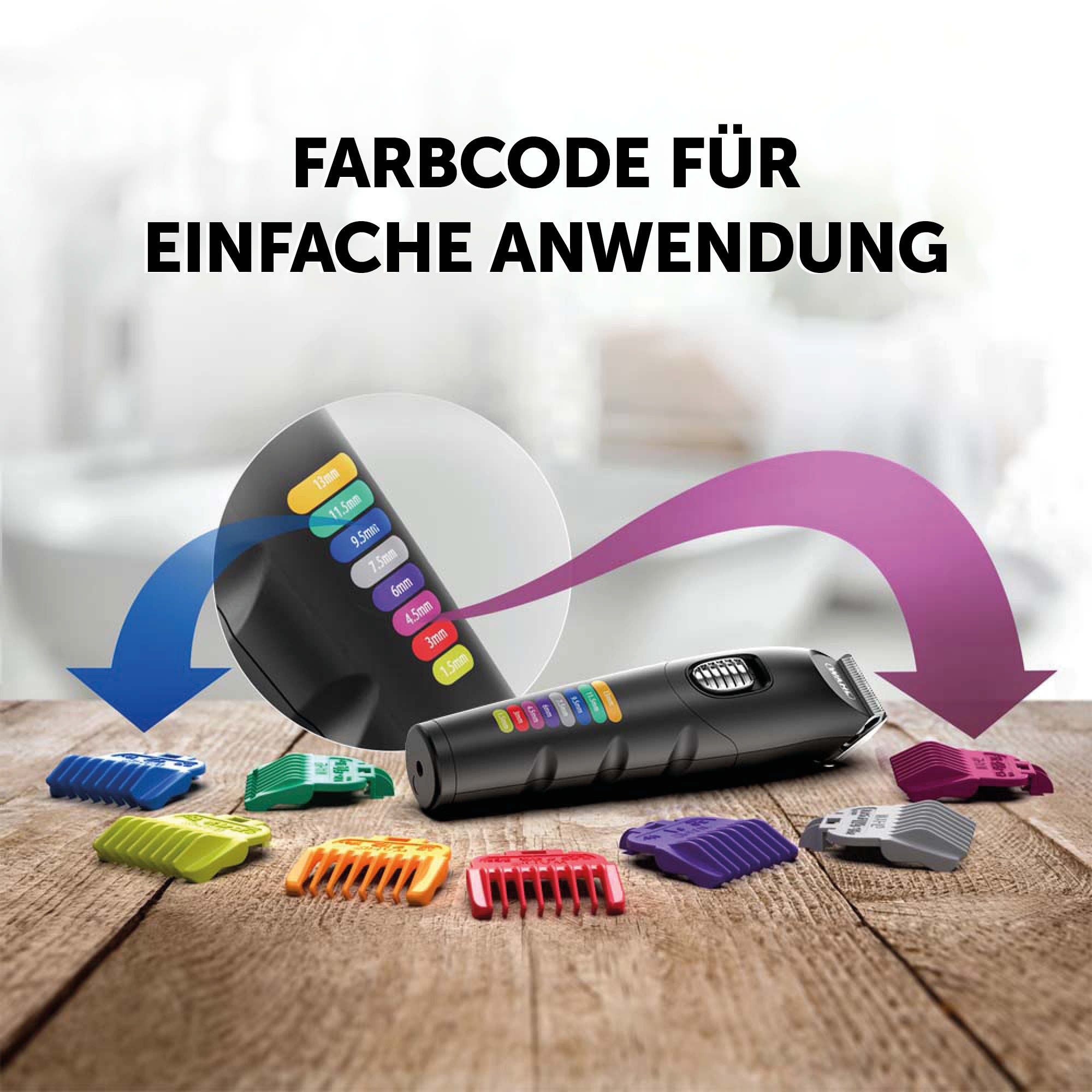 Wahl Trimmer multifonctionnel »Color Trim Advanced« 13 Aufsätze Farbcodierte Aufsteckkämme, Lithium-Ionen-Technologie, USB Aufladung