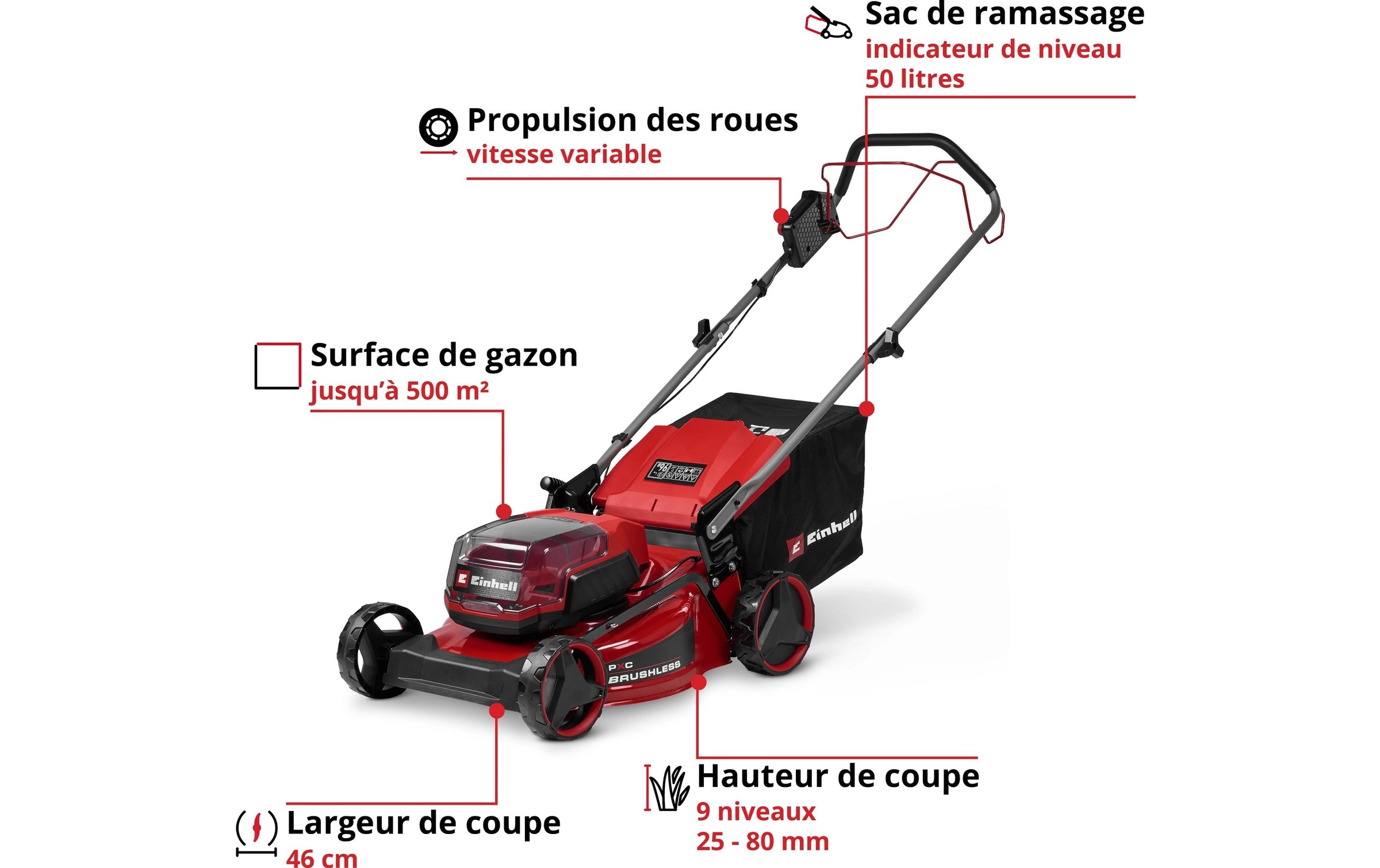 Einhell Akkurasenmäher »GC-CM 36/46 S Li BL (2x4,0Ah)« Inkl. 2x 4,0Ah Akku