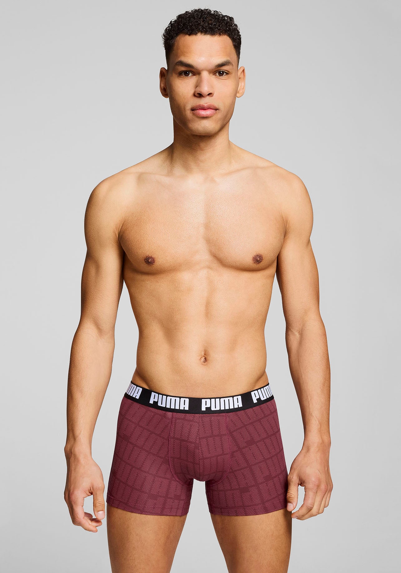 PUMA Boxershorts »PUMA MEN LOGO PRINT BOXERS 2P«, elastischer Logobund, ohne Eingriff