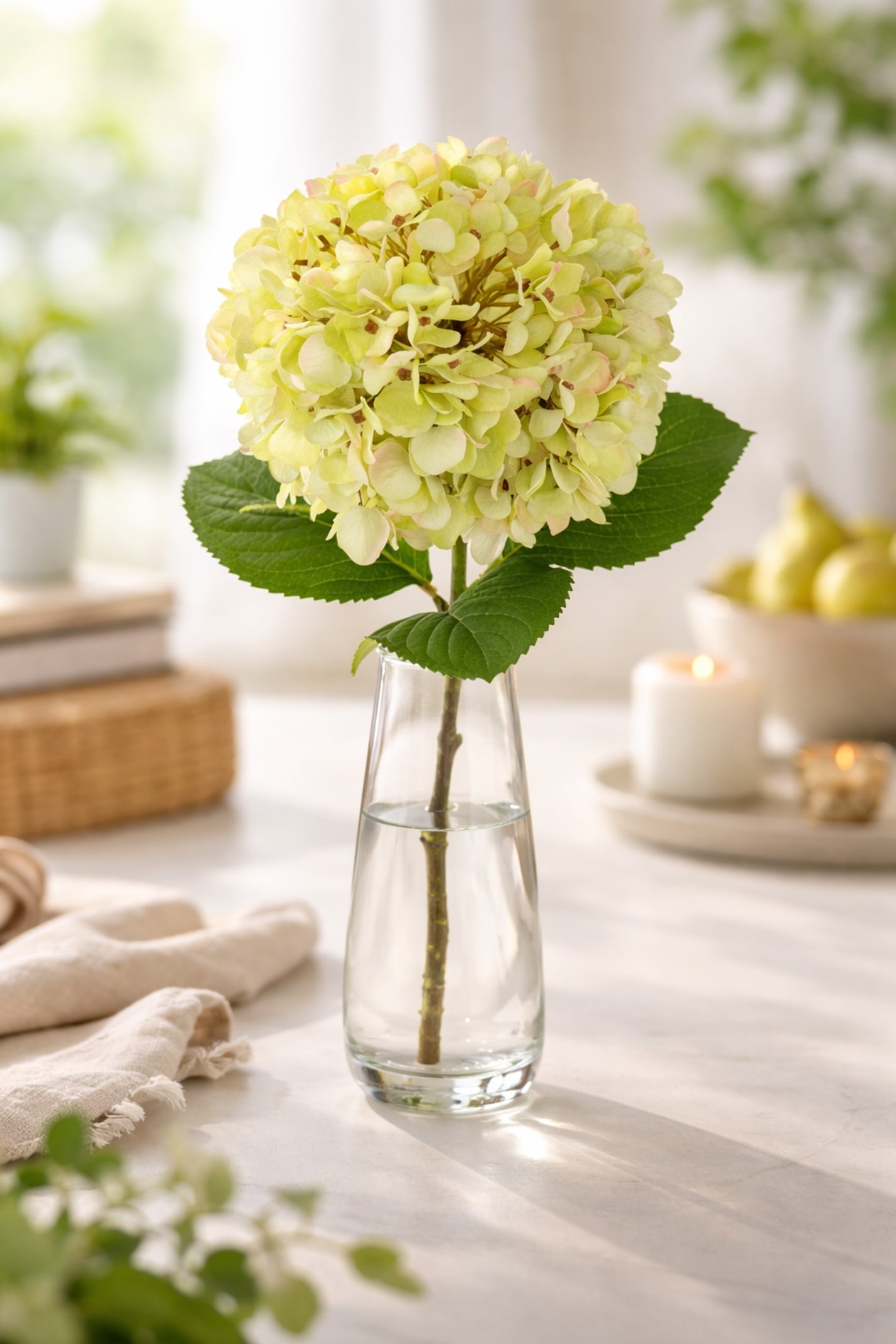 I.GE.A. Kunstblume »Künstliche Hortensie« Einzelblume Stielblume Seidenblume Dekoblume für Vase, Hochzeit