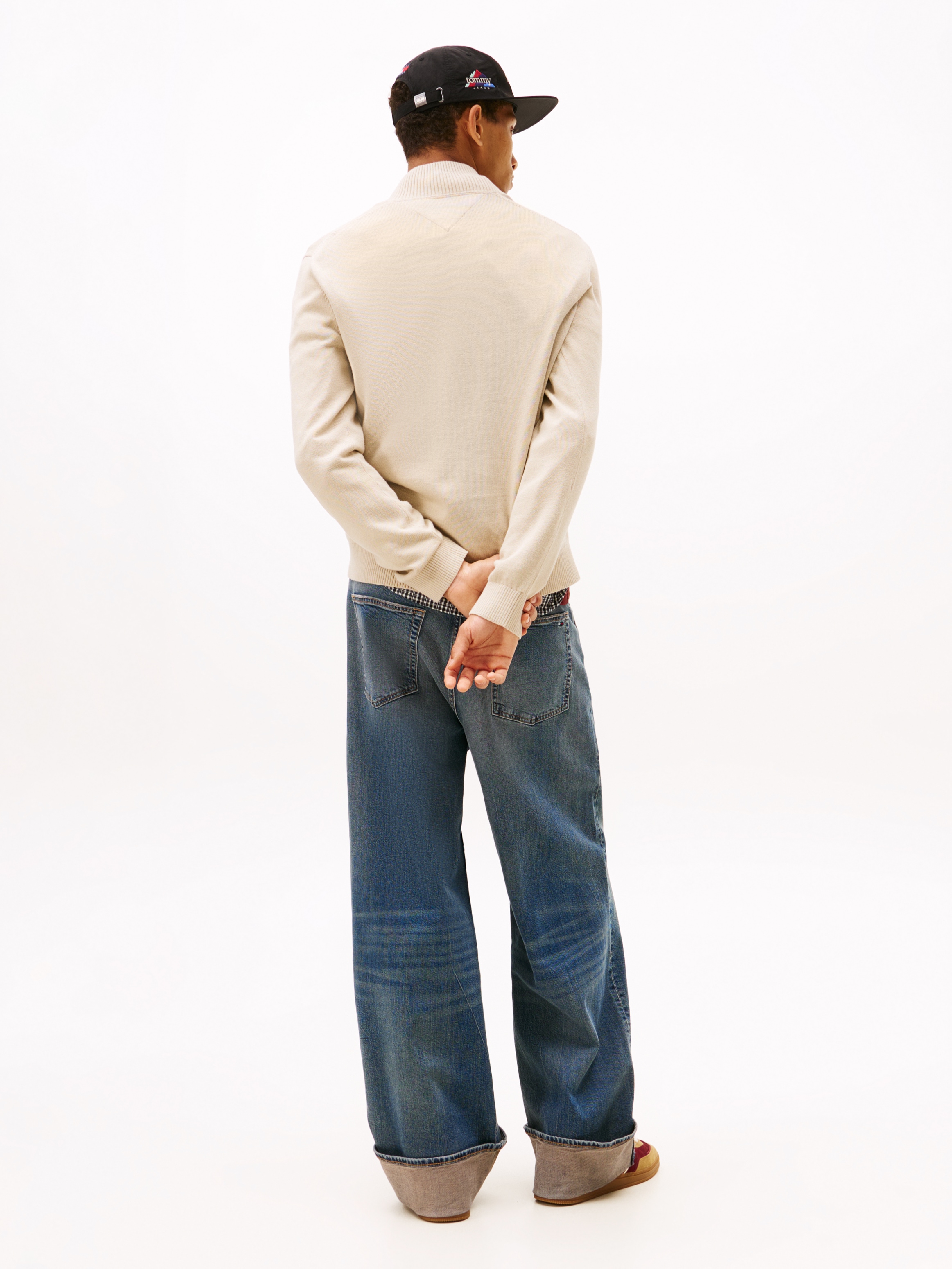 Tommy Jeans Pull en tricot »TJM SLM ESS LIGHT ¼ ZIP SWTR EXT« Mit Rundhalsausschnitt