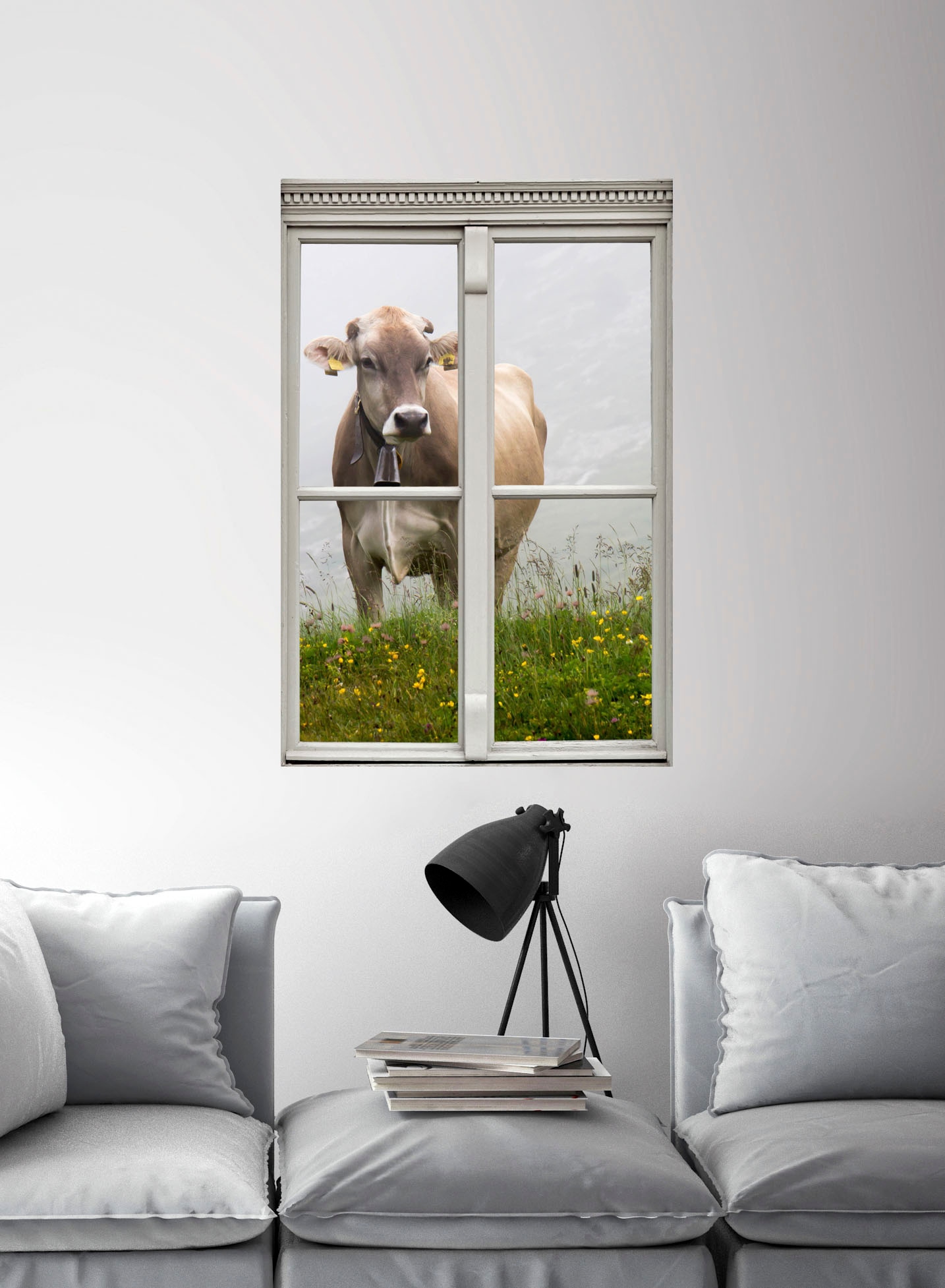 queence Wandsticker »Kuh« Wandsticker, Wandbild, selbstklebend, 3D, Fenster