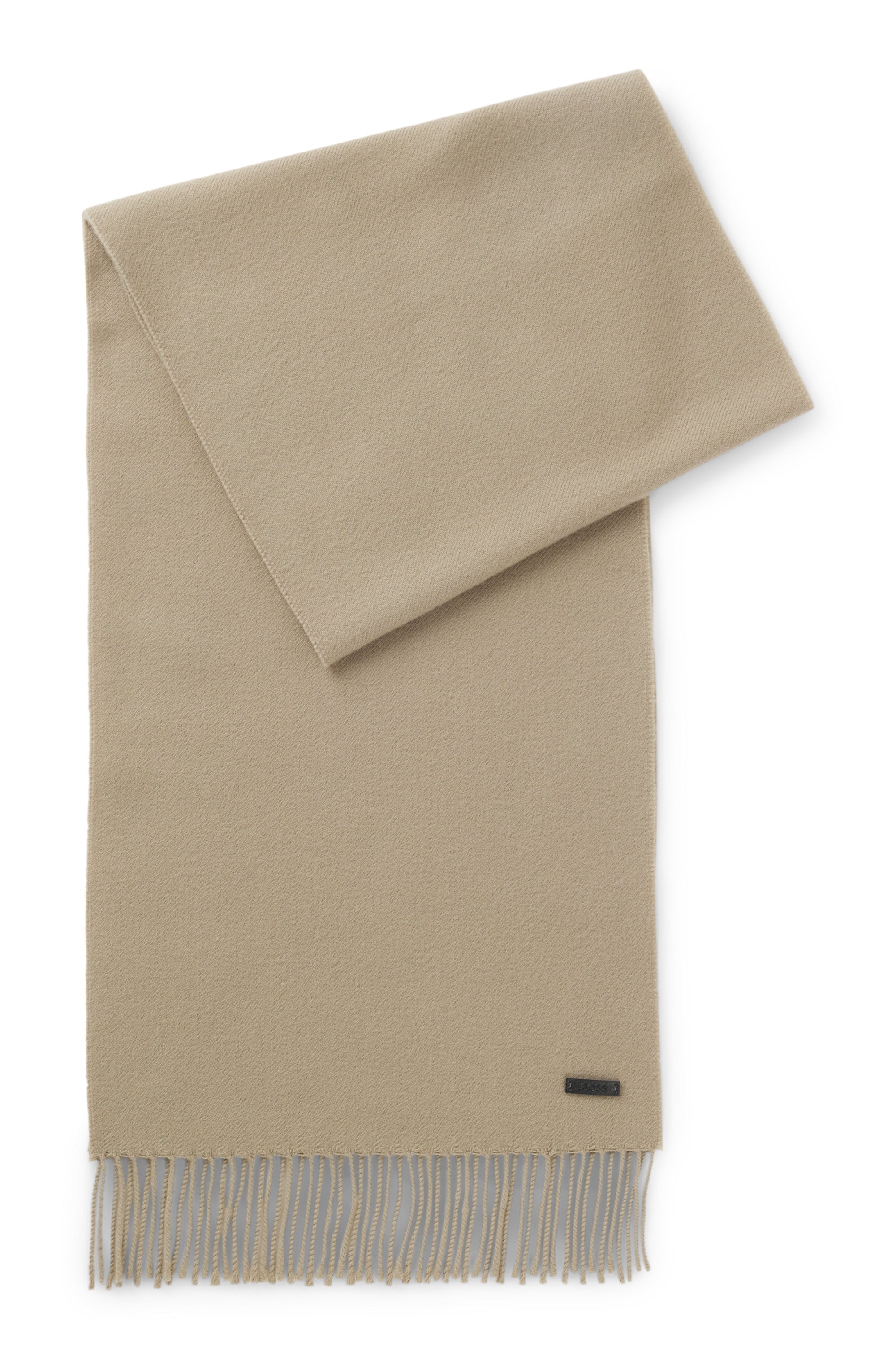 BOSS Wollschal »Naster 35*180« mit gedrehten Fransen, aus Wolle, Lederlabel, Premium Quality