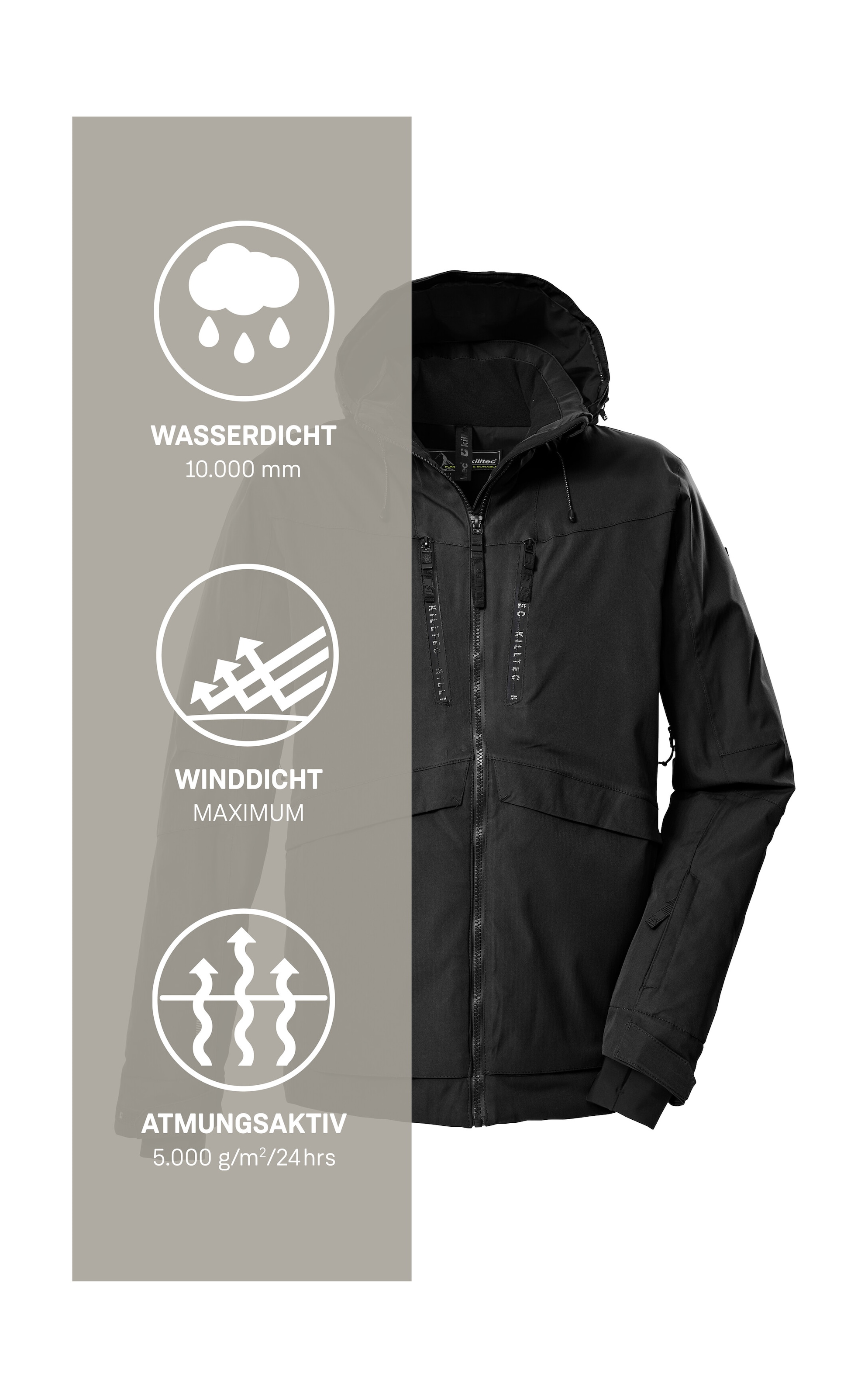 Killtec Veste de ski »KSW 55 MN SKI JCKT« Wasserdichte, atmungsaktive Skijacke mit verschweissten Nähten