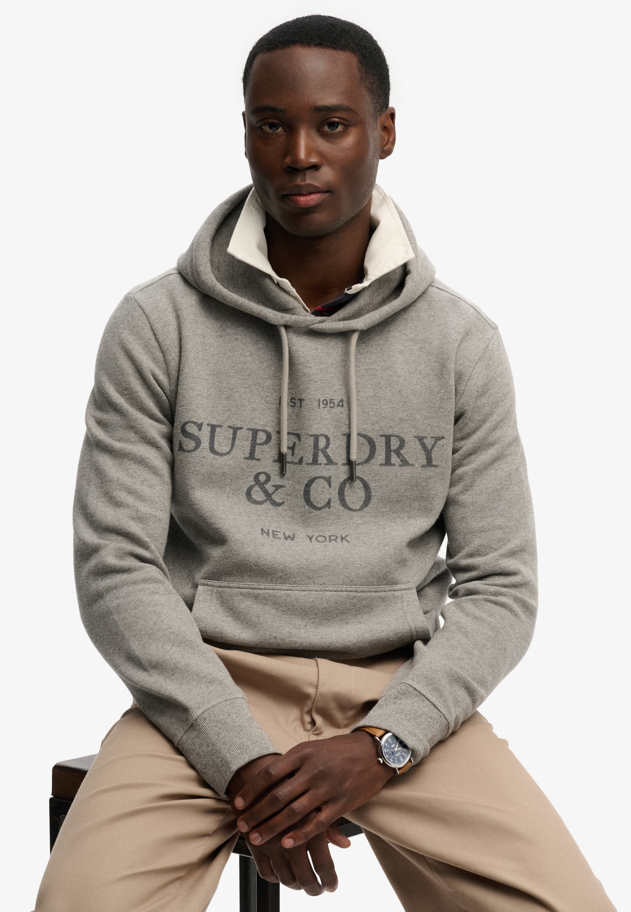 Superdry Sweat à capuche »1954 COMPANY RELAXED HOOD«, mélange coton, coupe décontractée

