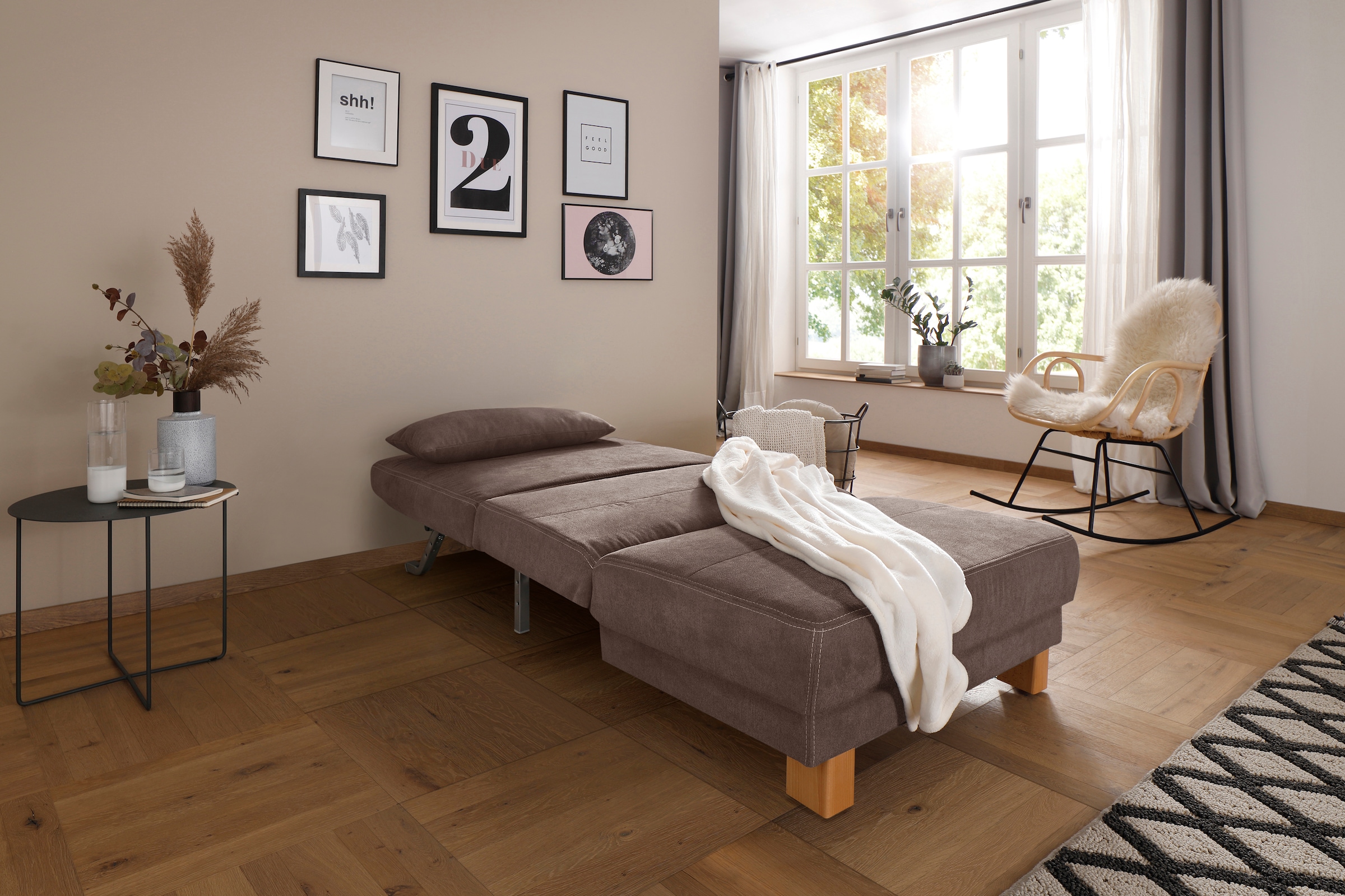 Home affaire Canapé-lit »Gina« du canapé au lit d’un seul geste, en 4 largeurs, coussin lombaire