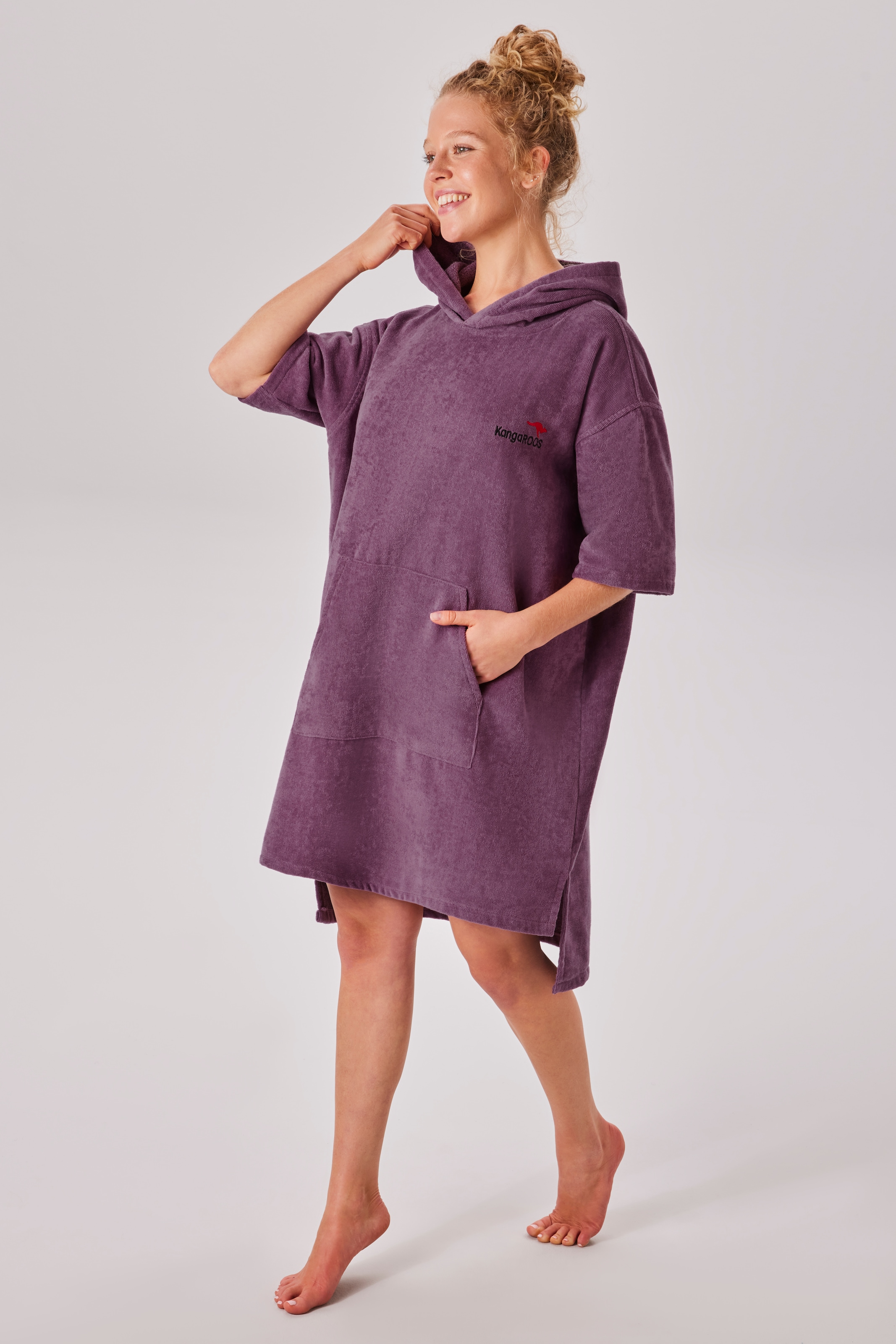 KangaROOS Badeponcho »Summer, ideal für Sauna, Spa & im Urlaub, Damen & Herren« 1 Stk. tlg., Surfponcho, mit Bauchtasche, 100% Baumwolle, Frottee