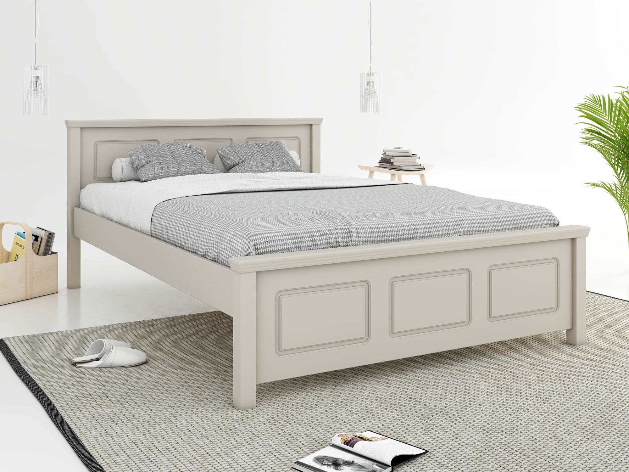 GOODproduct Lit en bois massif »ERIK' , Made in Europe, optional mit Schublade, Massivholz Kiefer« FSC® zertifiziert,  in mehreren Grössen, Landhausstil mit Kassettenoptik